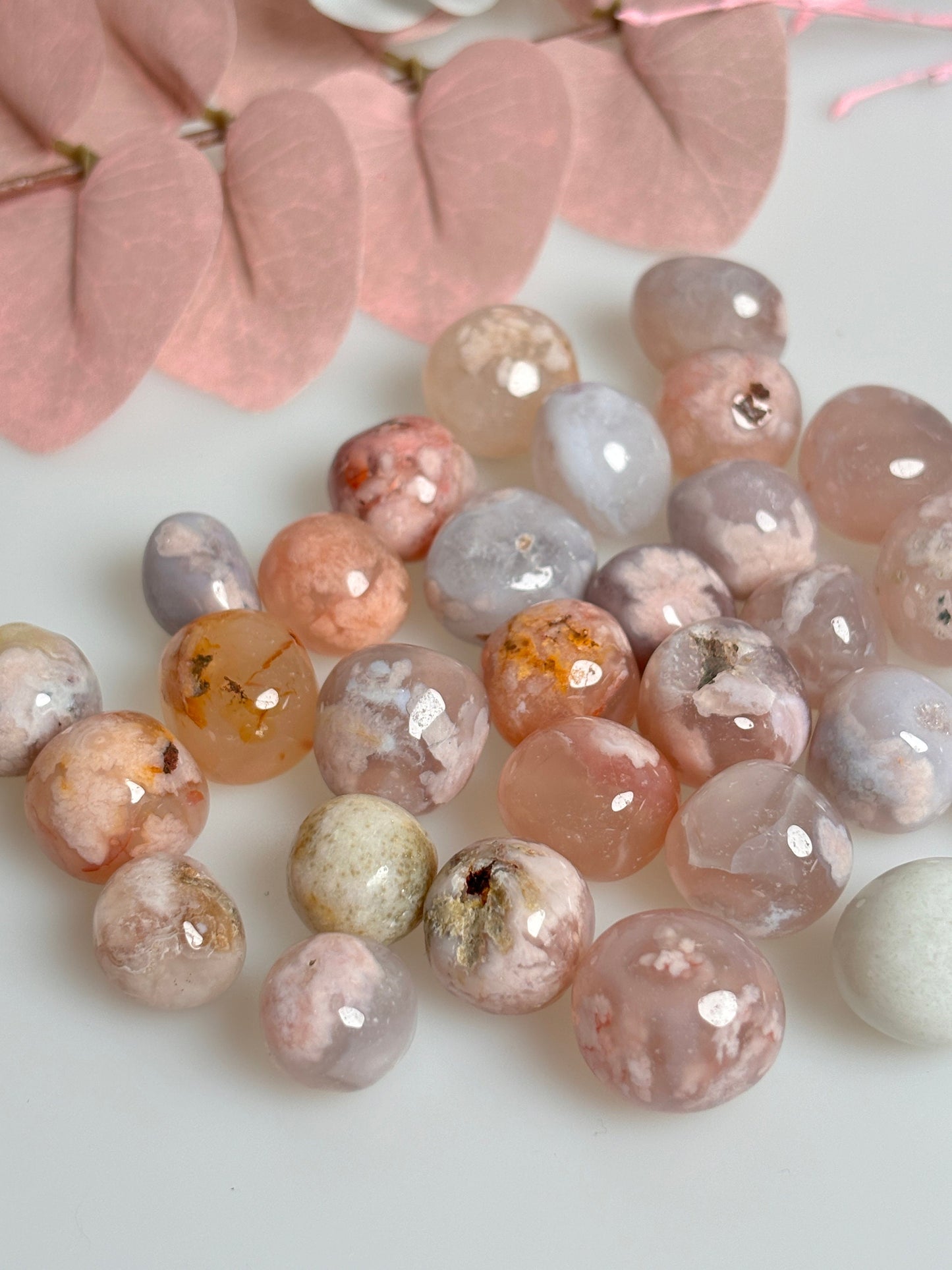 Beautiful Flower Agate Tumbled Stones - Natural Healing Stone, Handpicked, Ideal for Meditation and Decoration