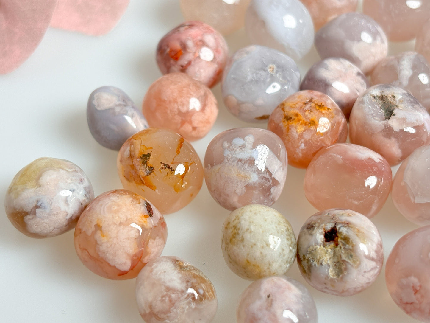 Beautiful Flower Agate Tumbled Stones - Natural Healing Stone, Handpicked, Ideal for Meditation and Decoration