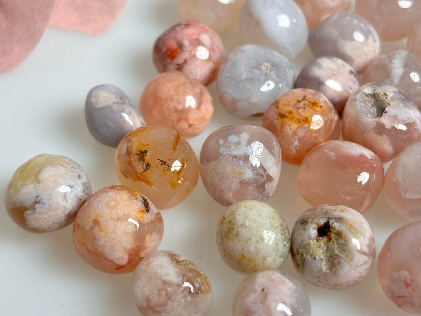 Beautiful Flower Agate Tumbled Stones - Natural Healing Stone, Handpicked, Ideal for Meditation and Decoration