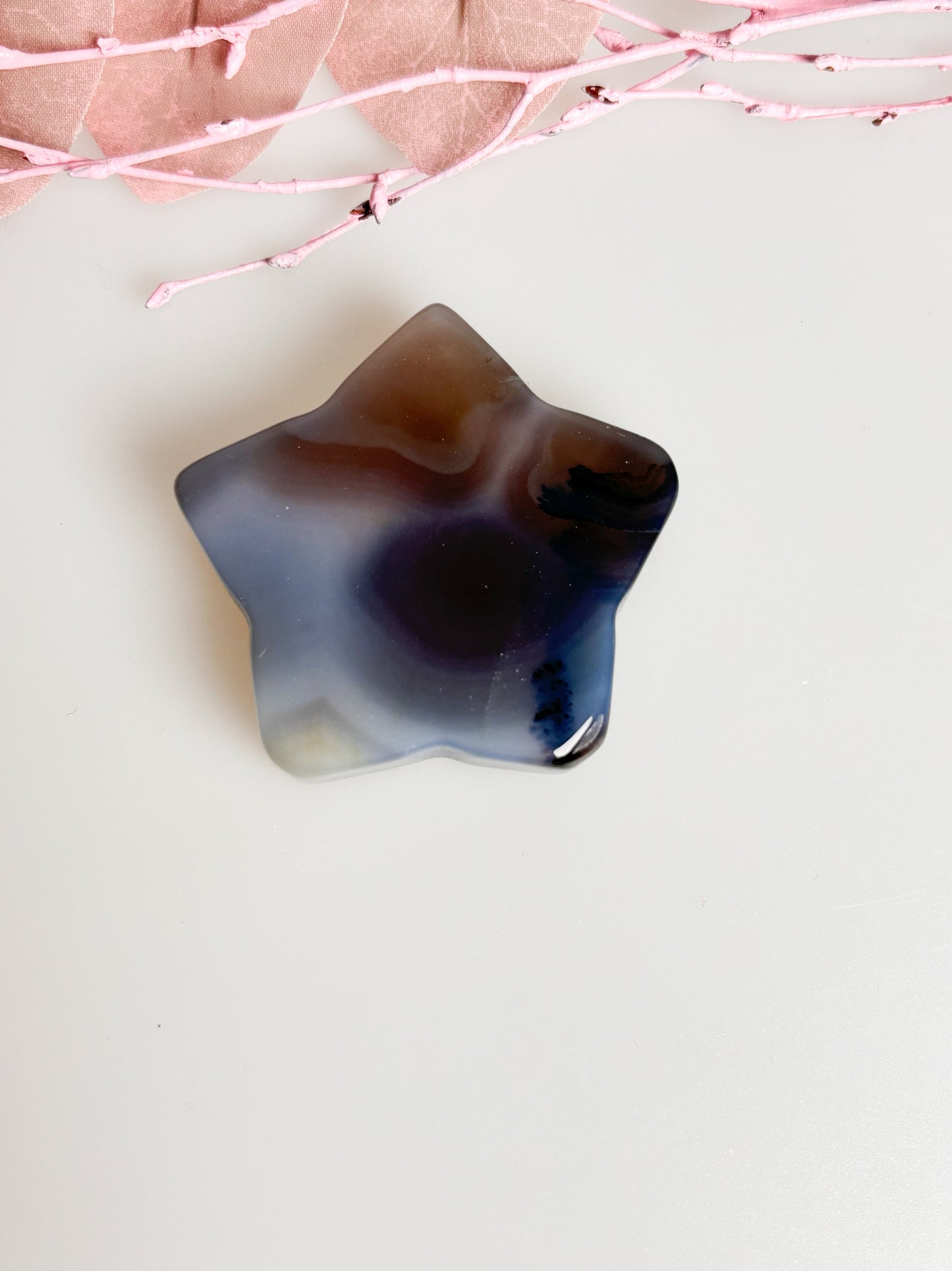Agate decorative stars with great banding – size approx. 5.3x1.2 cm, 57g – Unique decoration for your home or office