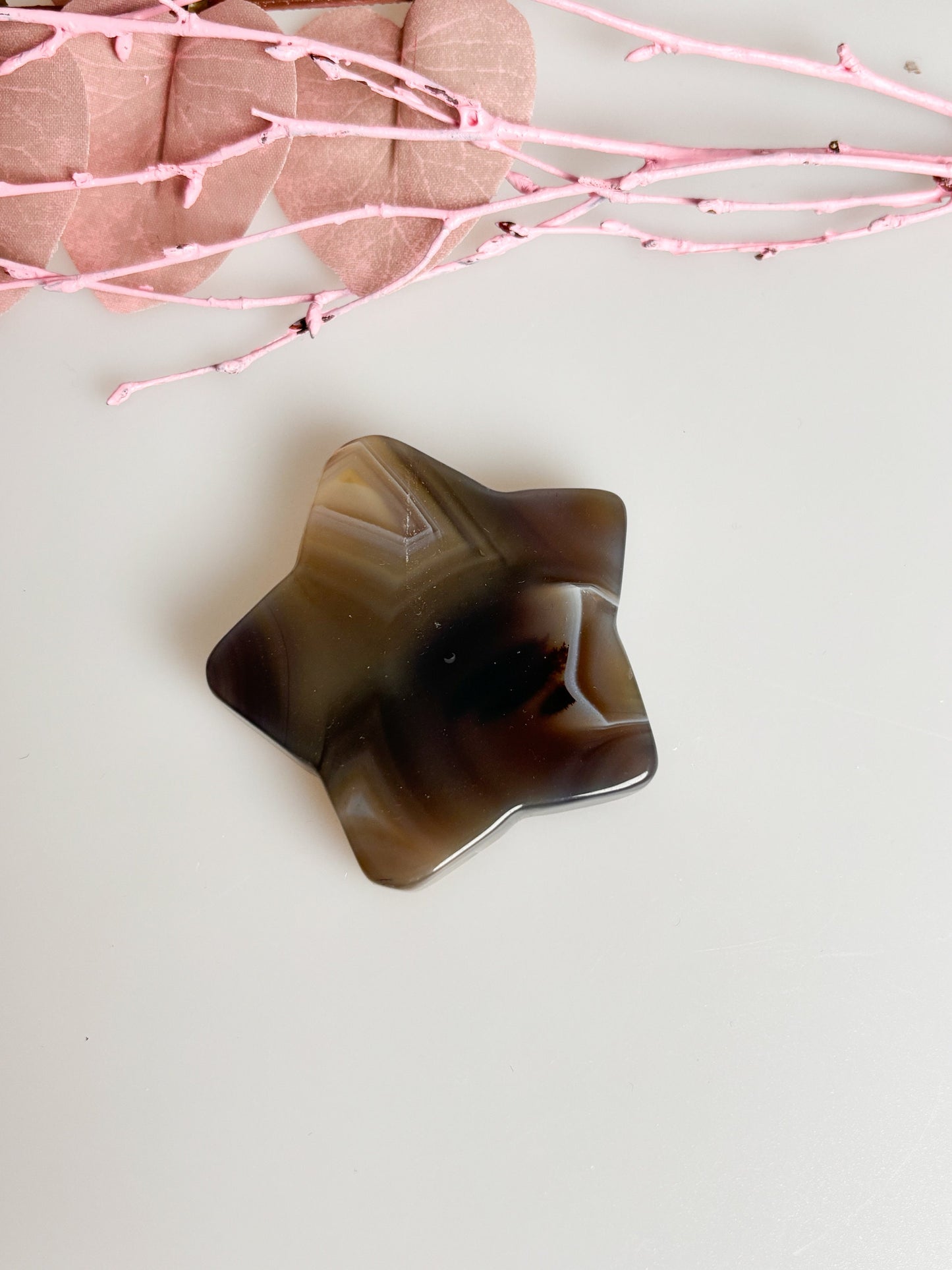 Agate decorative stars with great banding – size approx. 5.3x1.2 cm, 57g – Unique decoration for your home or office
