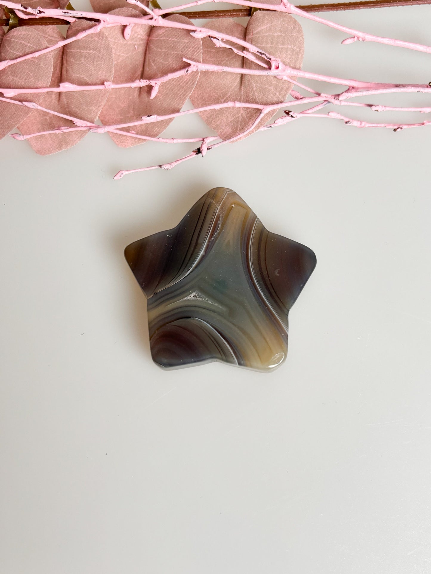 Agate decorative stars with great banding – size approx. 5.3x1.2 cm, 57g – Unique decoration for your home or office
