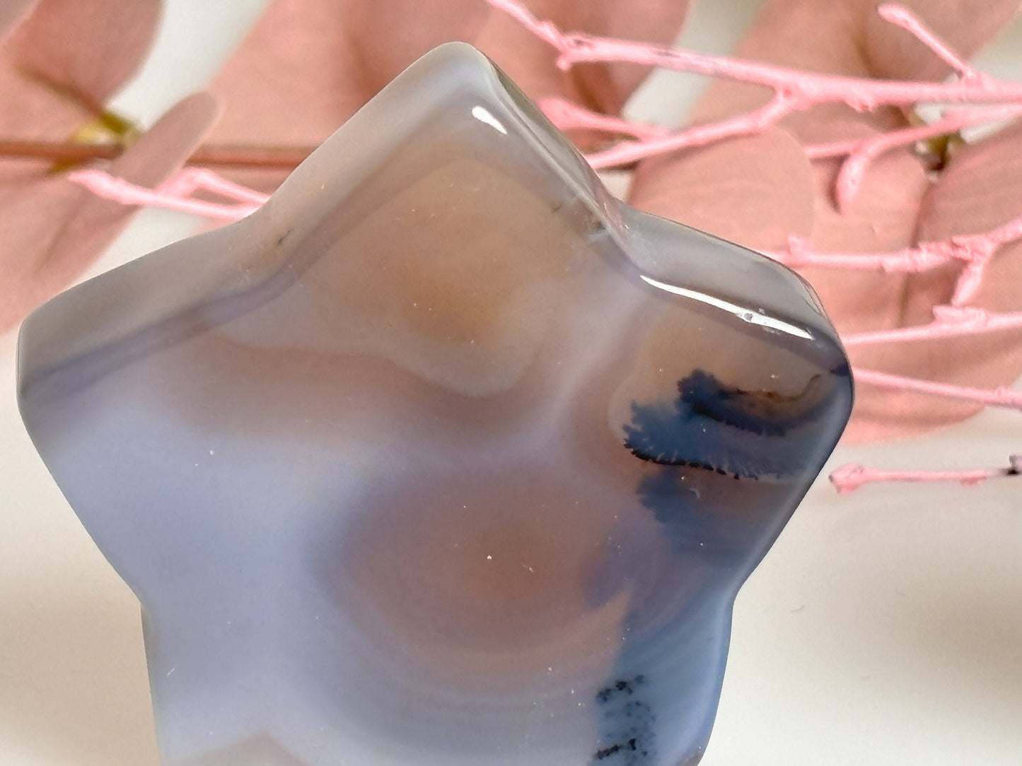Agate decorative stars with great banding – size approx. 5.3x1.2 cm, 57g – Unique decoration for your home or office