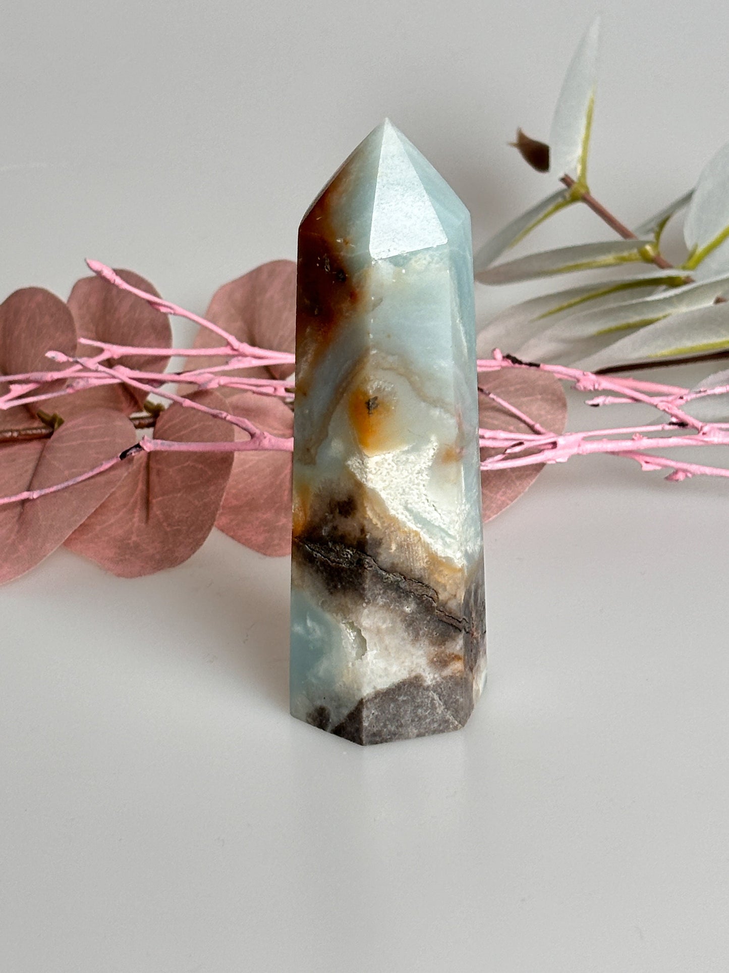 Ocean Opal Tower - Great colors like the sea | Natural stone crystal tower | Healing stone | Decoration | Gift