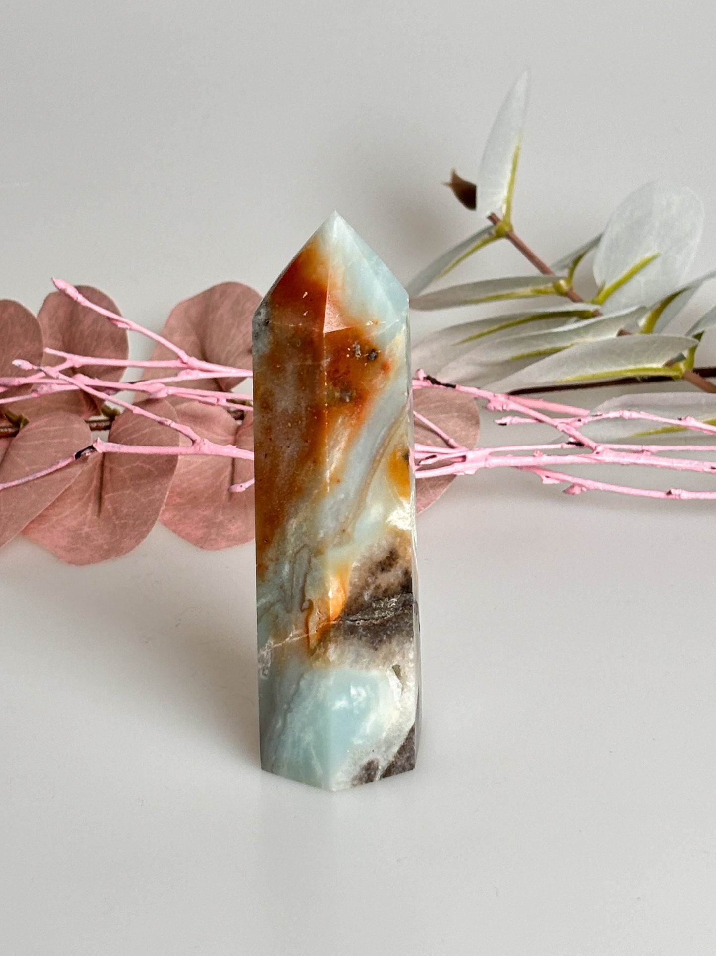 Ocean Opal Tower - Great colors like the sea | Natural stone crystal tower | Healing stone | Decoration | Gift