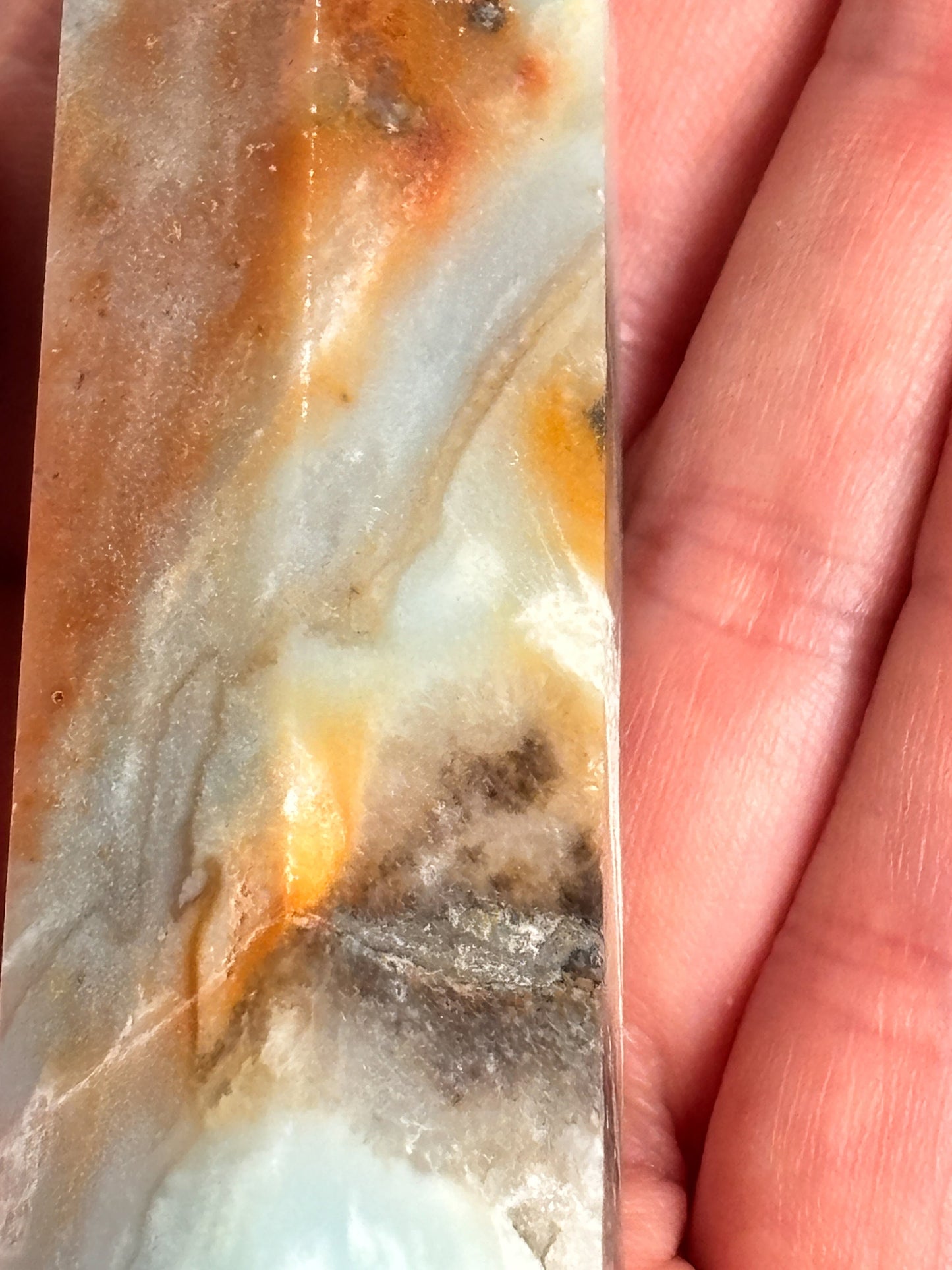 Ocean Opal Tower - Great colors like the sea | Natural stone crystal tower | Healing stone | Decoration | Gift
