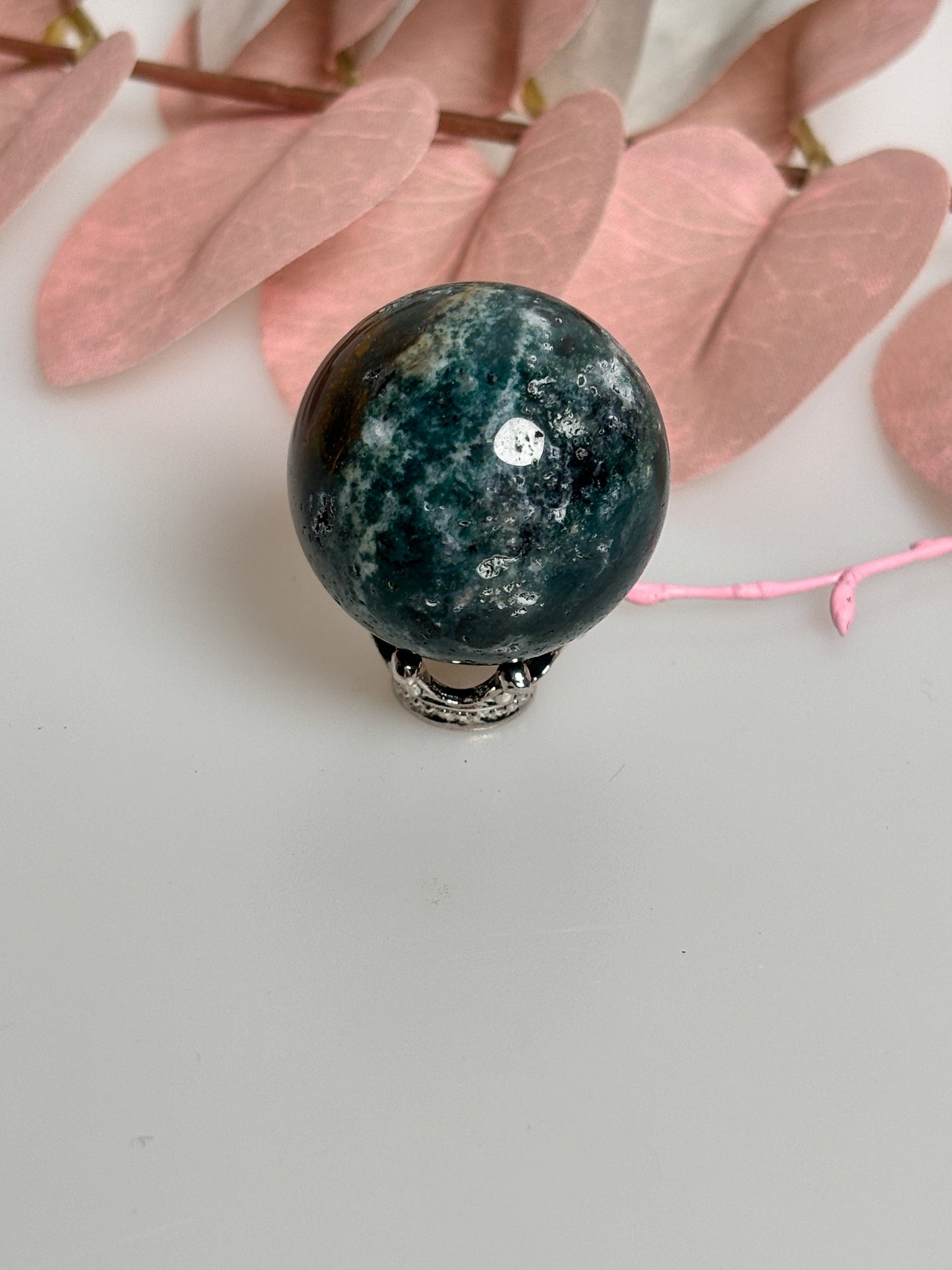 Moss Agate Balls approx. 2.8cm 32g - Great Patterns, Natural Gemstones, Handmade Decoration, Unique Crystals