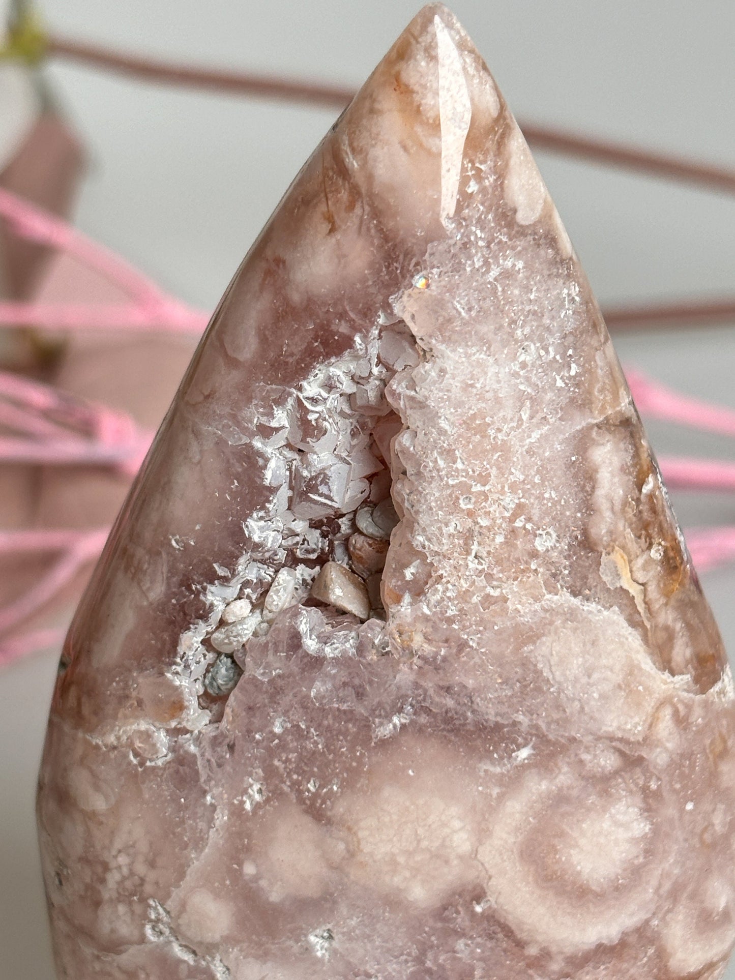 Natural Pink Amethyst Freeform Drop with Sparkling Druzy – Unique Gemstone, Healing Stone, Gift