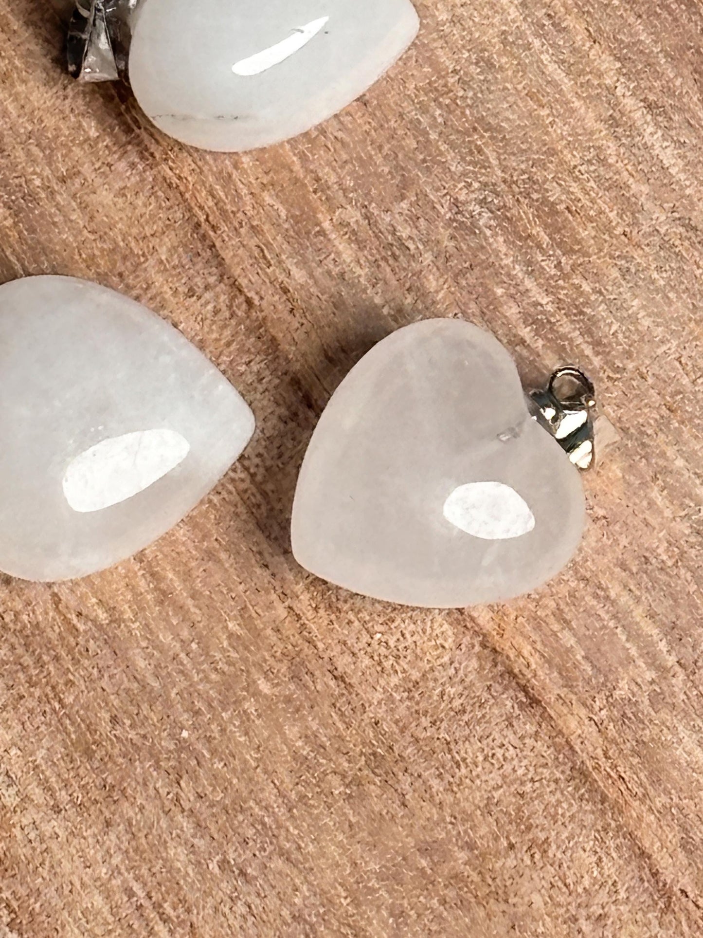 Necklace pendant heart rock crystal small| healing stone| white| transparent| silver| crystal