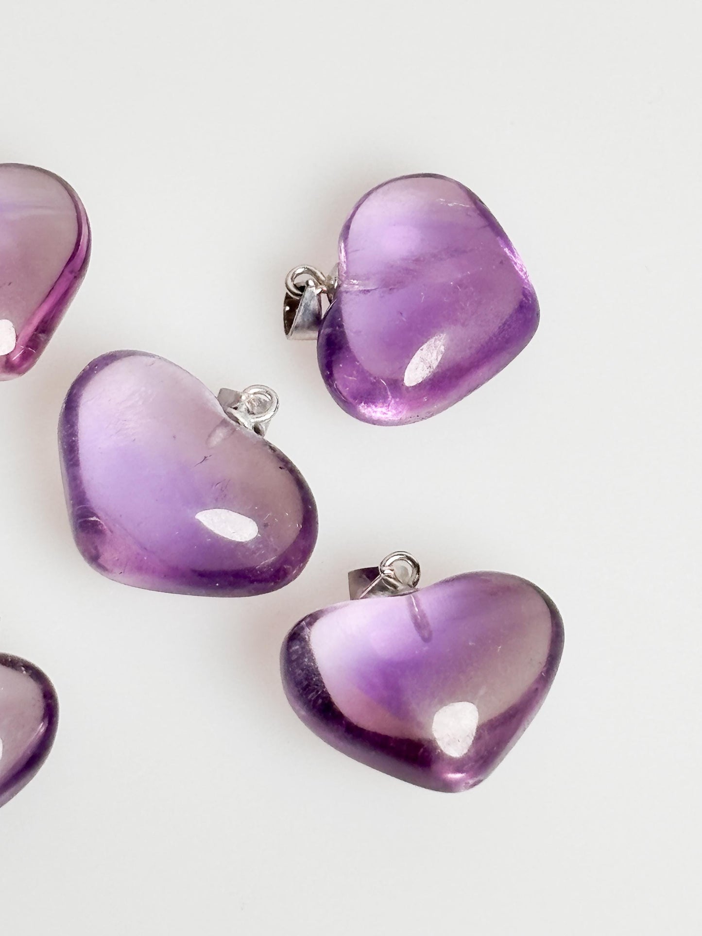 Transparent Amethyst Heart Pendant with 925 Silver Eyelet | Gemstone Jewelry