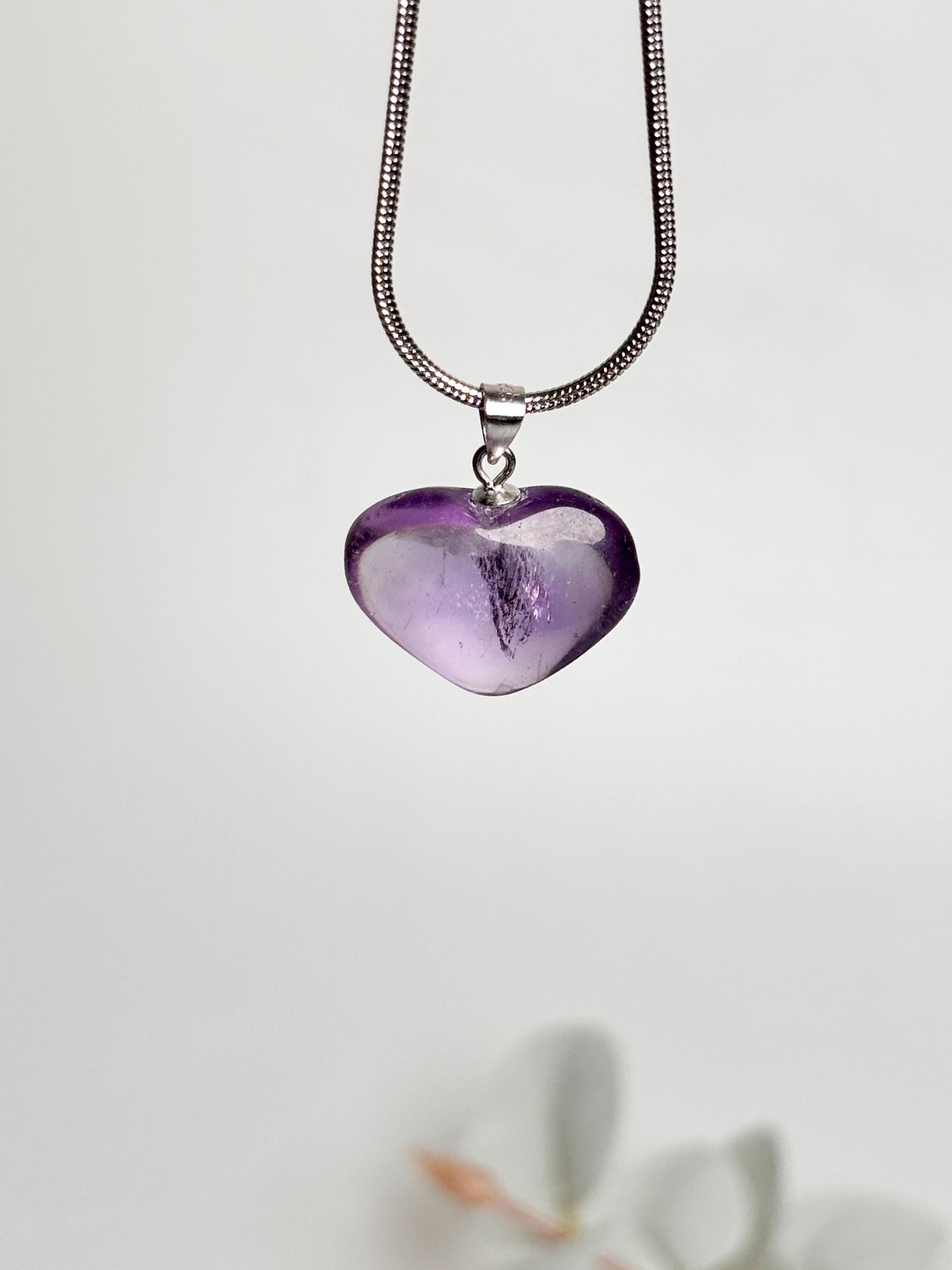 Transparent Amethyst Heart Pendant with 925 Silver Eyelet | Gemstone Jewelry