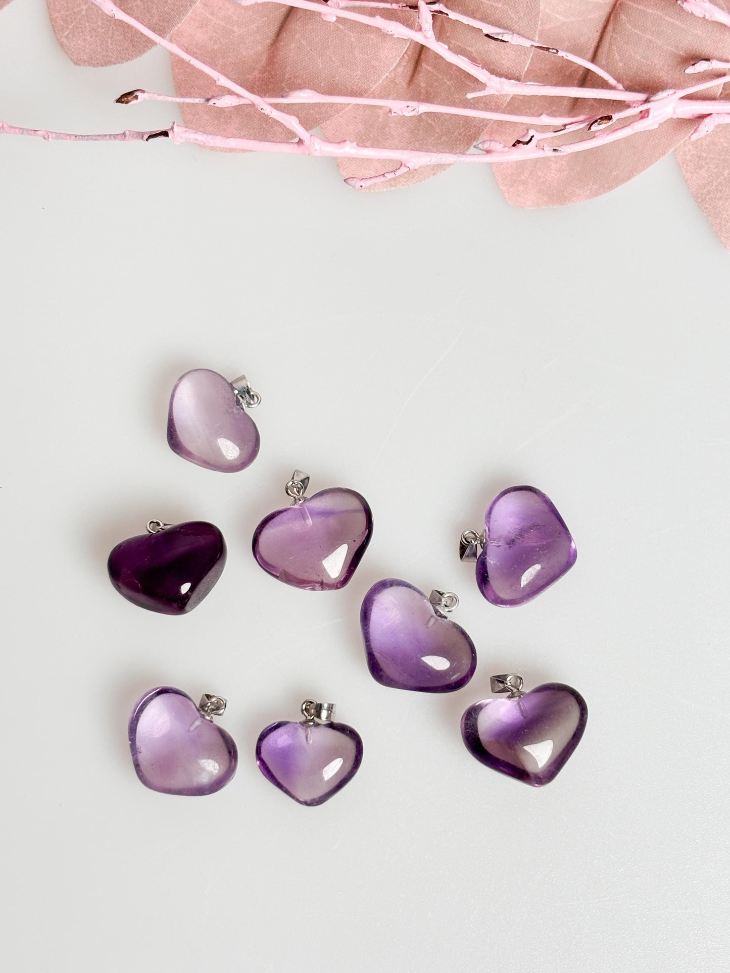 Transparent Amethyst Heart Pendant with 925 Silver Eyelet | Gemstone Jewelry