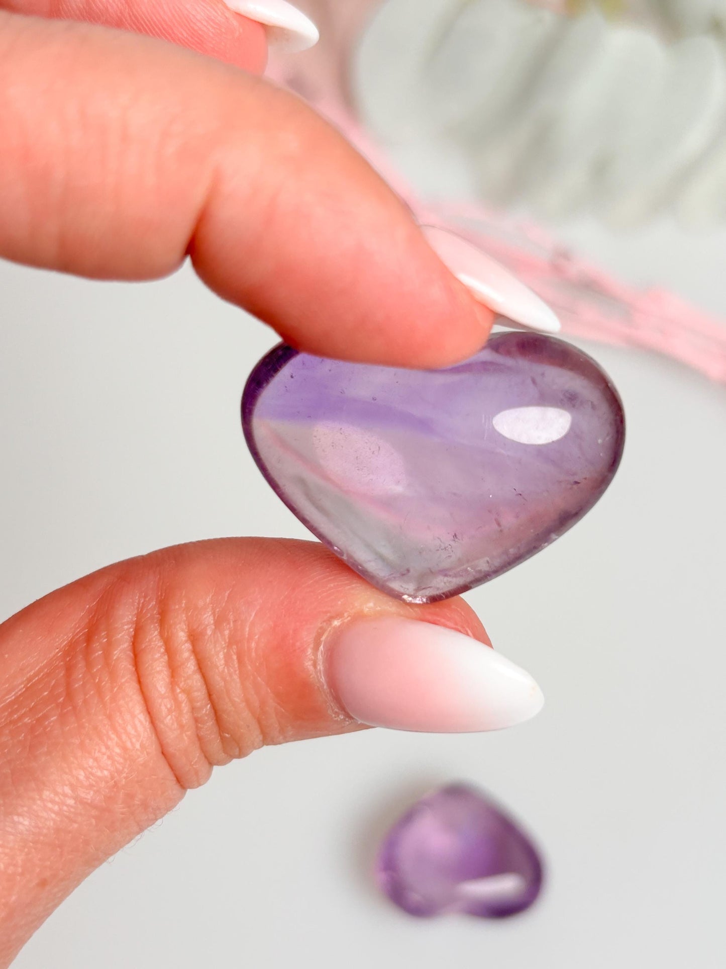 Very transparent premium amethyst hearts with rainbows - noble crystal hearts for decoration and healing, gift idea