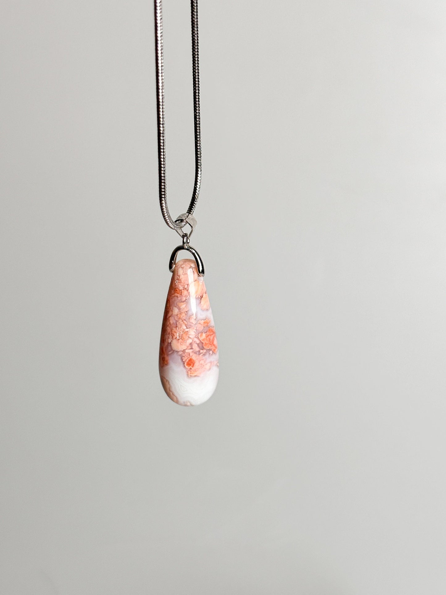 Candy Cotton Agate Pendant with 925 Silver Eyelet - Exclusive Jewelry. Special Agate