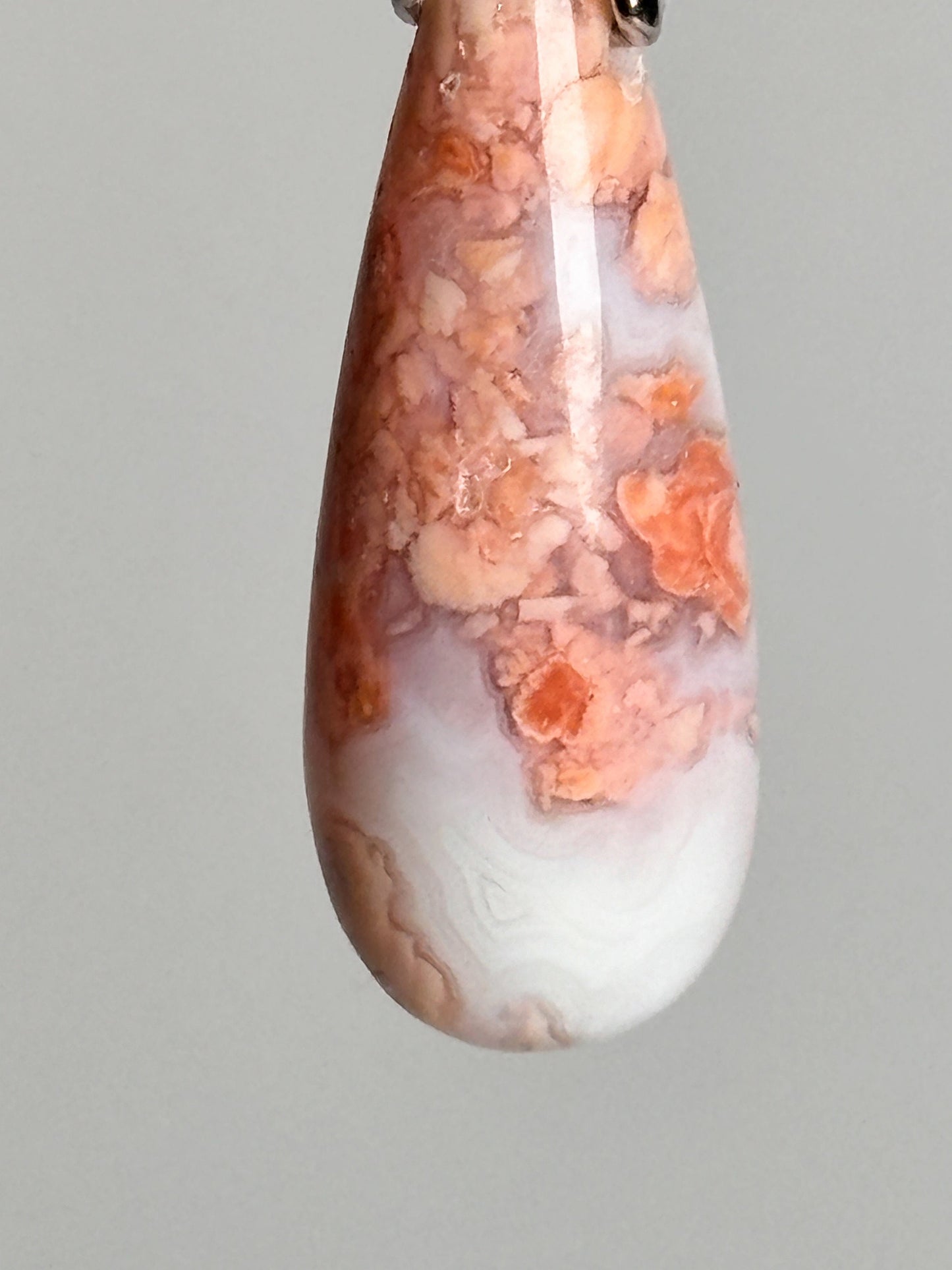 Candy Cotton Agate Pendant with 925 Silver Eyelet - Exclusive Jewelry. Special Agate