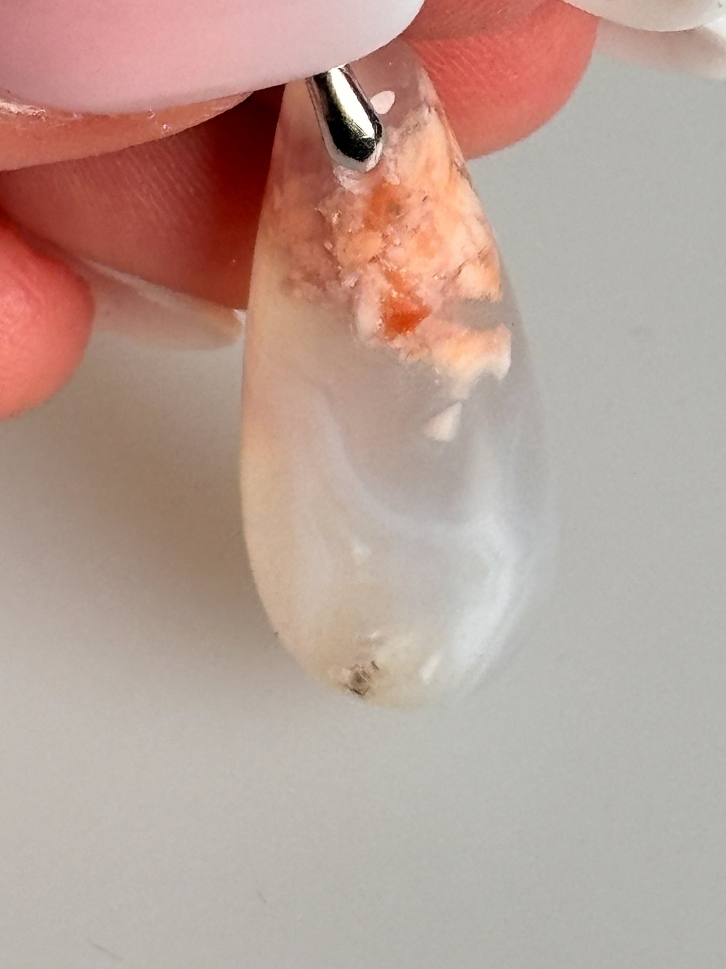 Candy Cotton Agate Pendant with 925 Silver Eyelet - Exclusive Jewelry. Special Agate