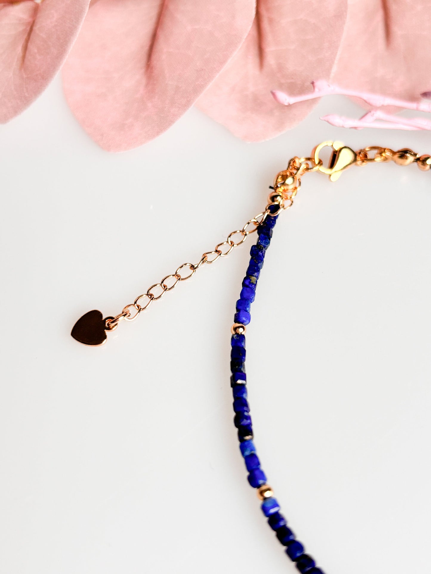 Delicate lapis lazuli bracelet or anklet with 2mm cube beads – handmade gemstone jewelry