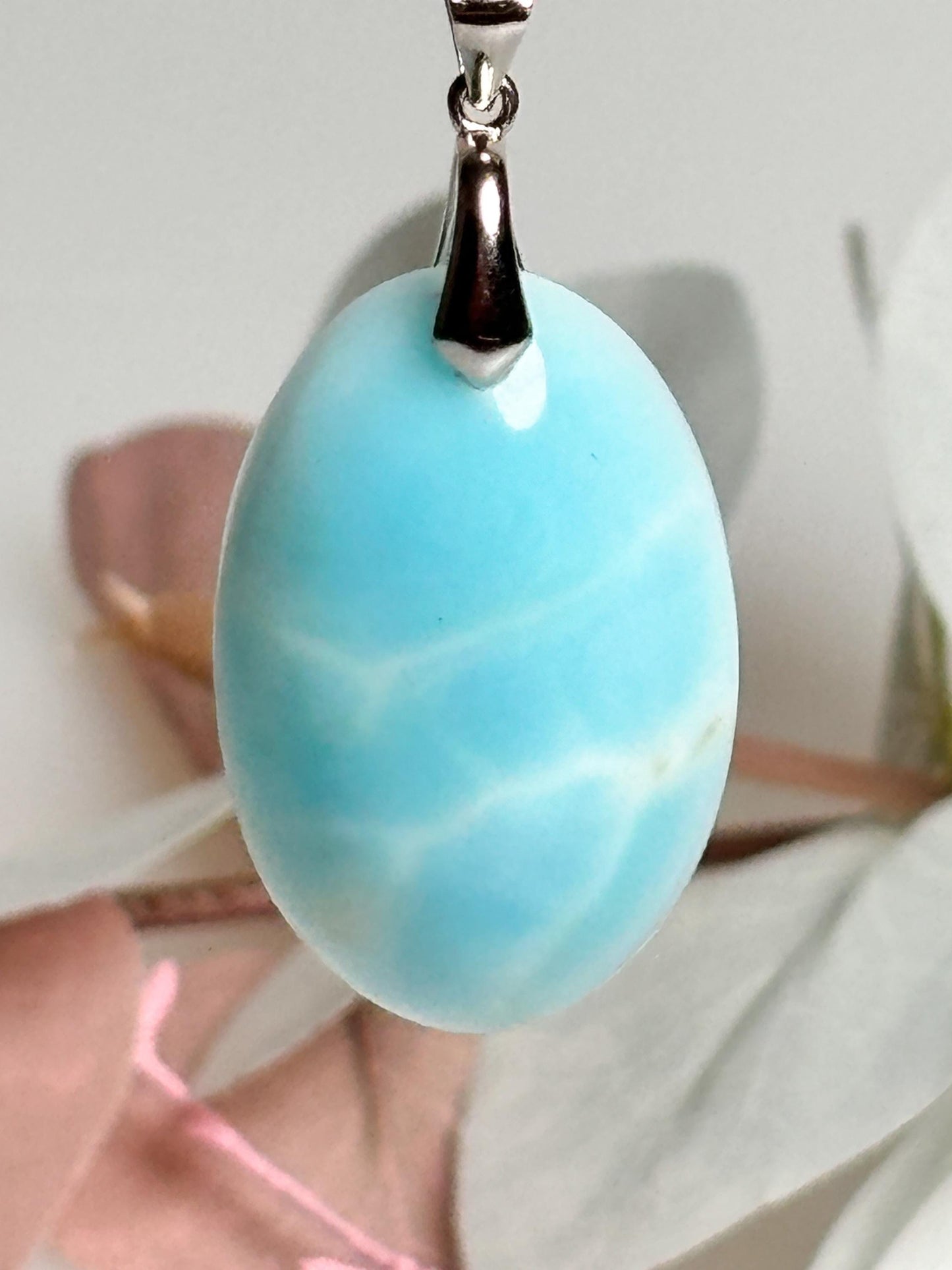Oval Hemmimorphite pendant with 925 silver eyelet – Elegant gemstone jewelry for special occasions