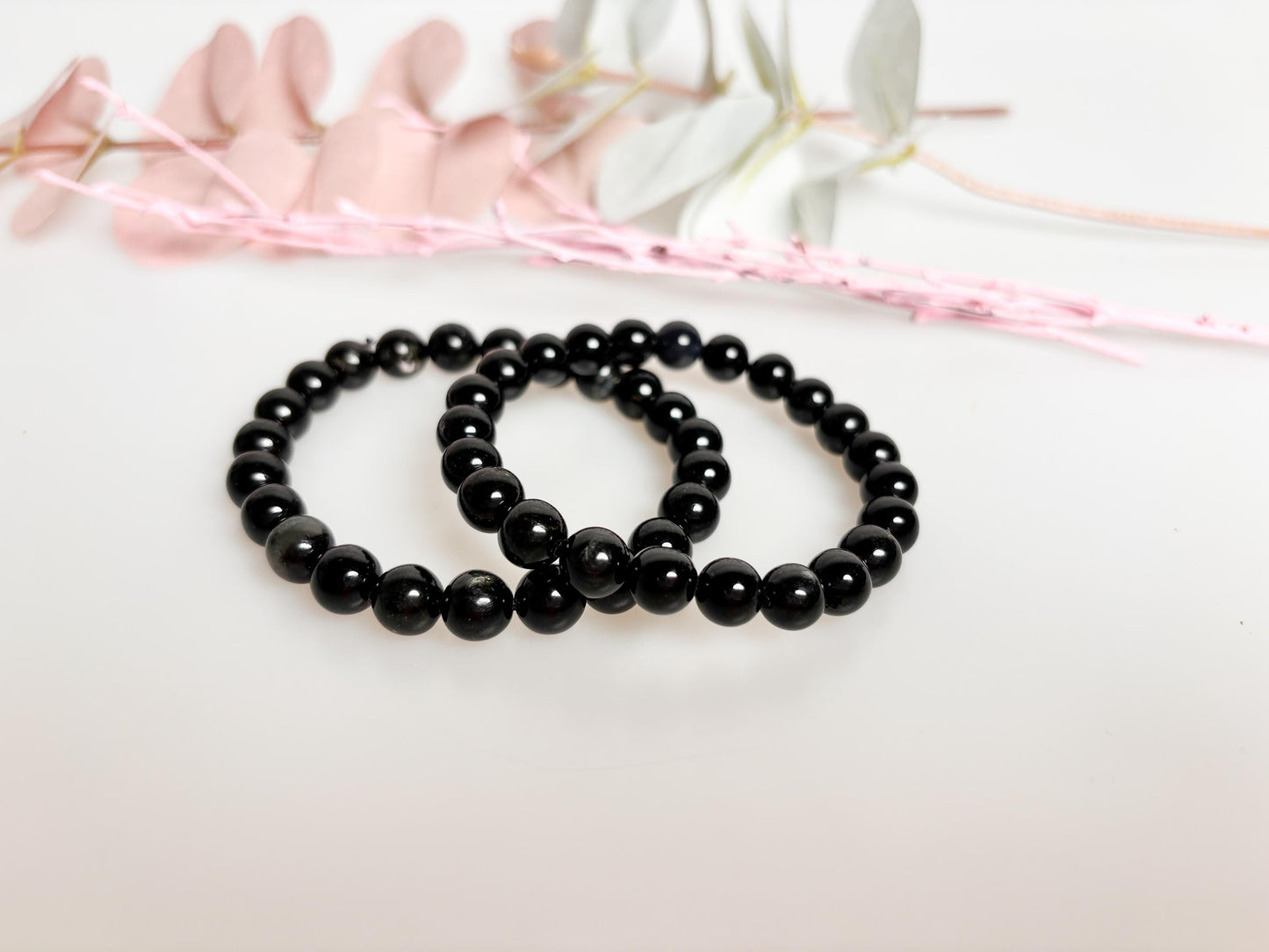 Elastic hypersthene bracelet with 8mm beads - noble crystal jewelry for energy and balance