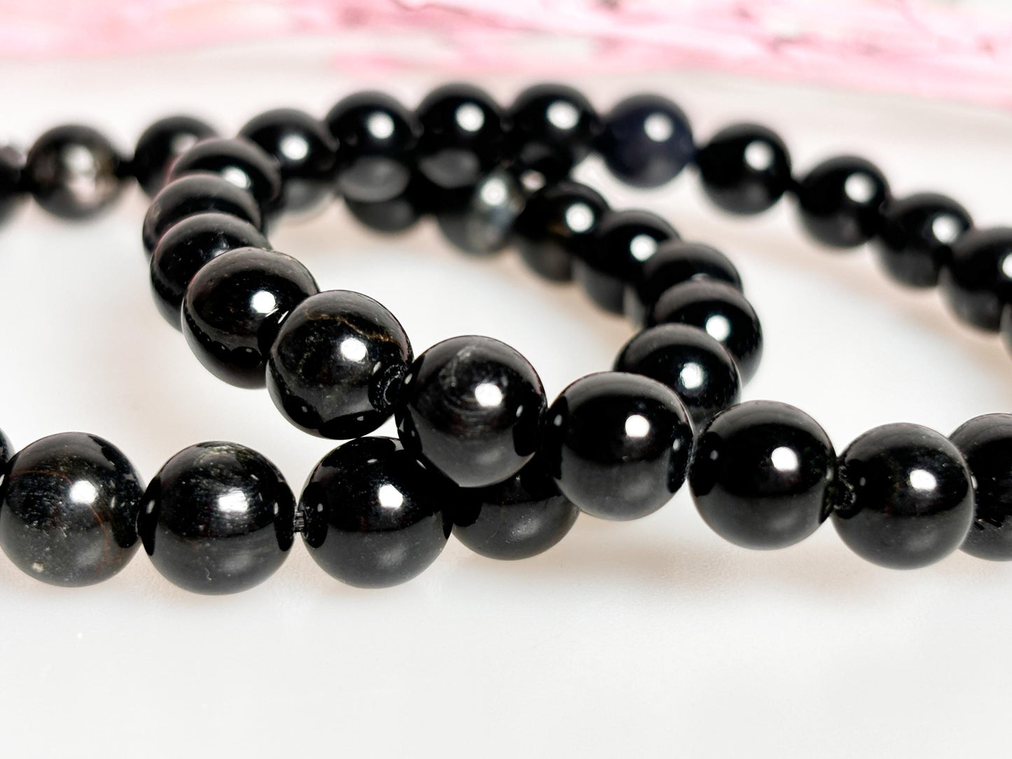 Elastic hypersthene bracelet with 8mm beads - noble crystal jewelry for energy and balance