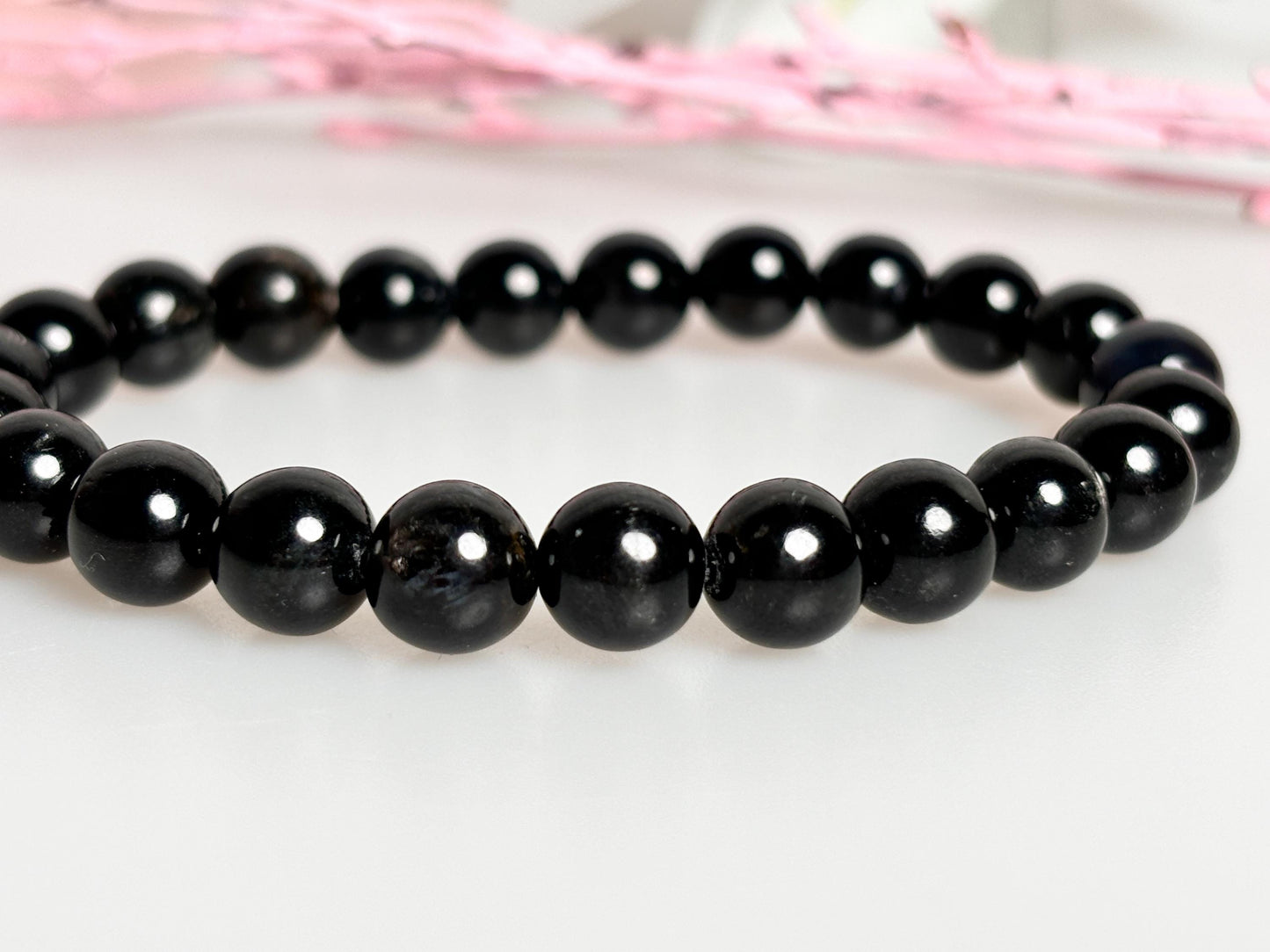 Elastic hypersthene bracelet with 8mm beads - noble crystal jewelry for energy and balance