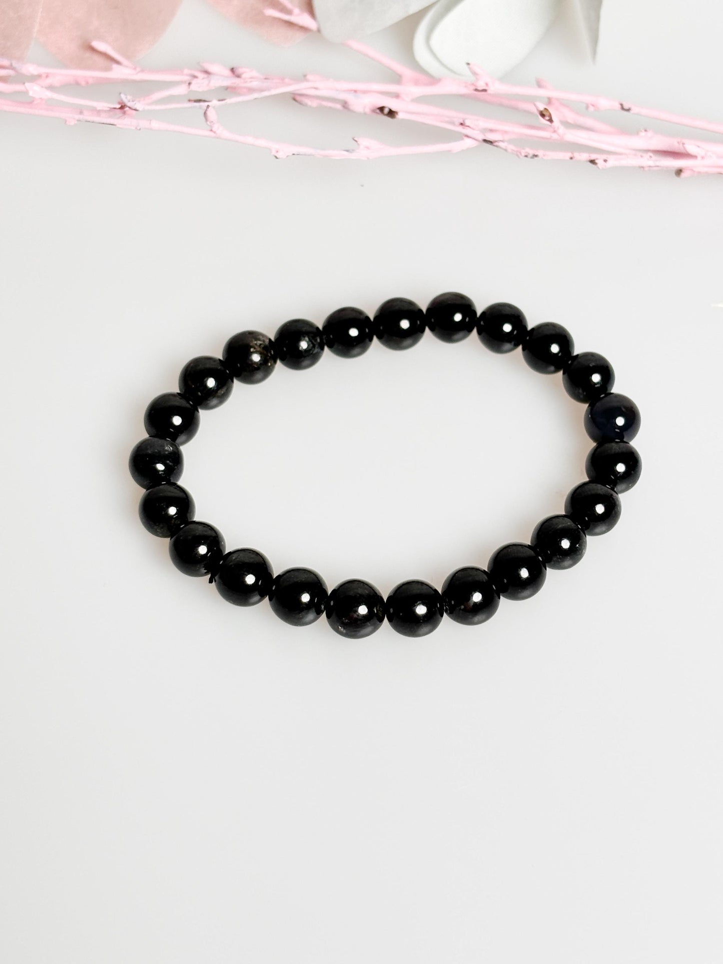 Elastic hypersthene bracelet with 8mm beads - noble crystal jewelry for energy and balance