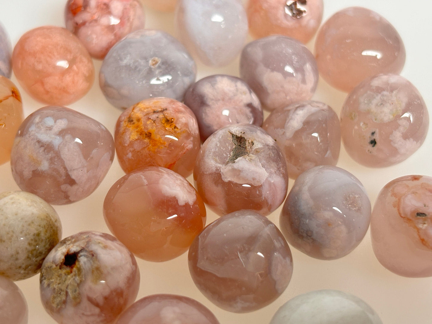 Beautiful Flower Agate Tumbled Stones - Natural Healing Stone, Handpicked, Ideal for Meditation and Decoration