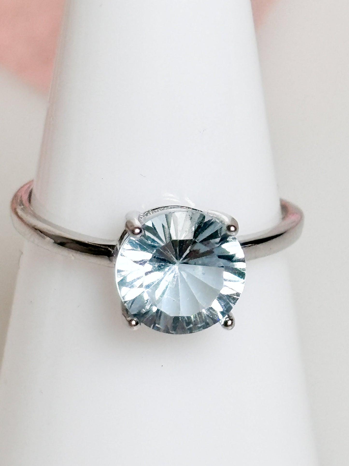 Blue Topaz 925 silver ring with faceted stone, adjustable size - statement ring|engagement ring|statement ring