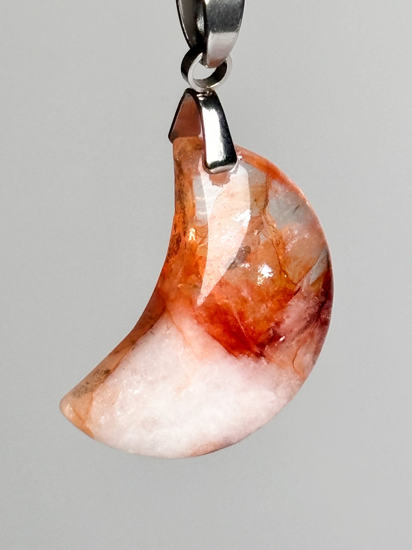 Fire Quartz Moon Pendant - Unique Shine and Energy, Spiritual Jewelry