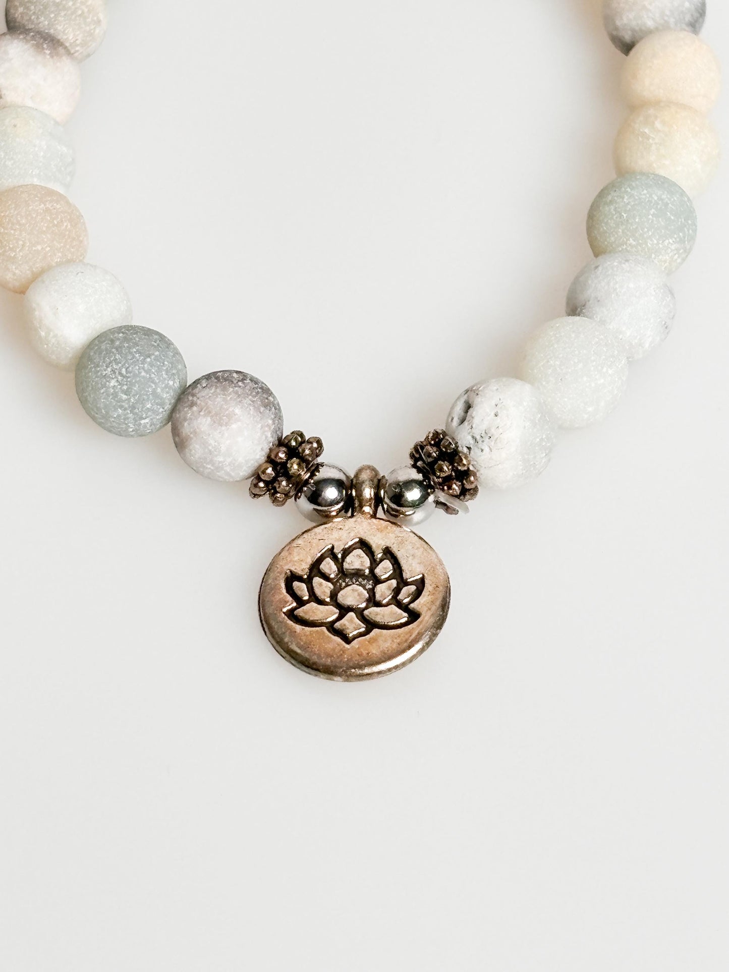 Natural Amazonite Bracelet matte frosted with 8.5 mm beads - Handmade Jewelry