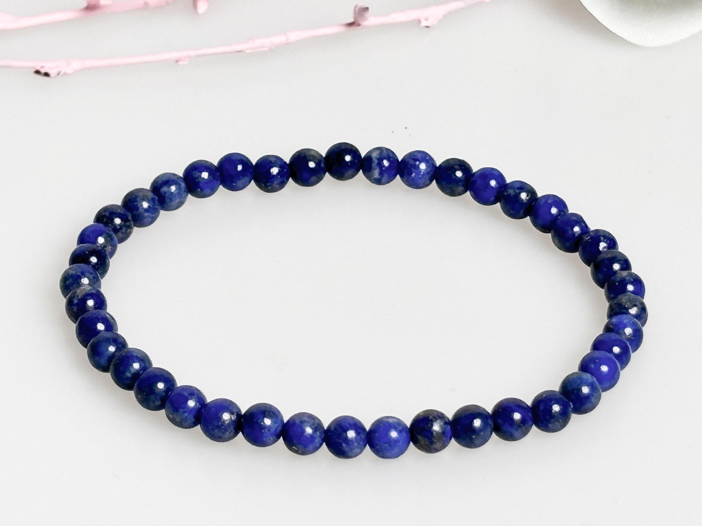 Delicate lapis lazuli bracelet, 4mm beads, elastic, approx. 17.5 cm, handmade - elegance for your wrist
