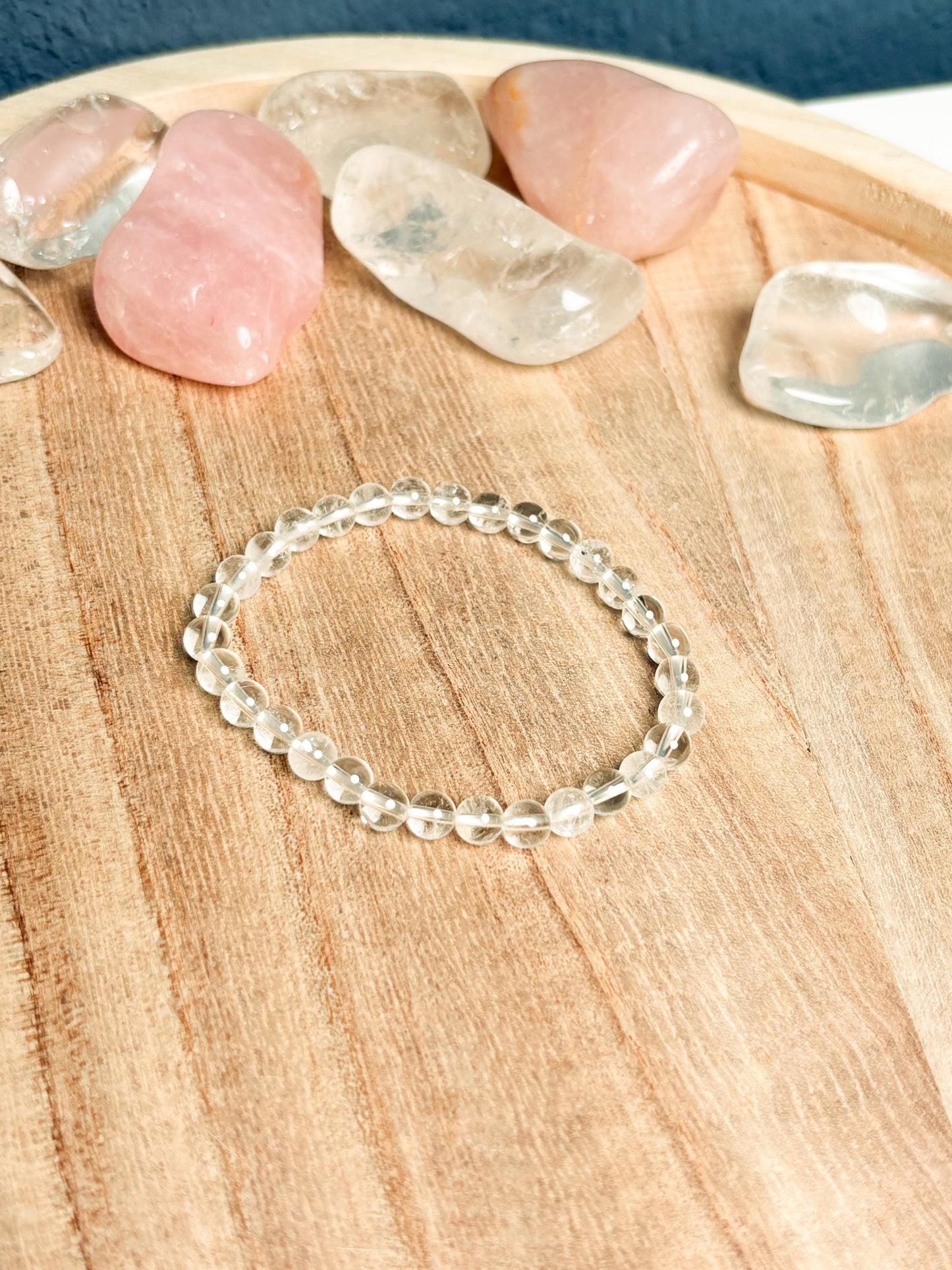 Elastic rock crystal pearl bracelet | 6mm pearls | 17.5 cm length | Handmade