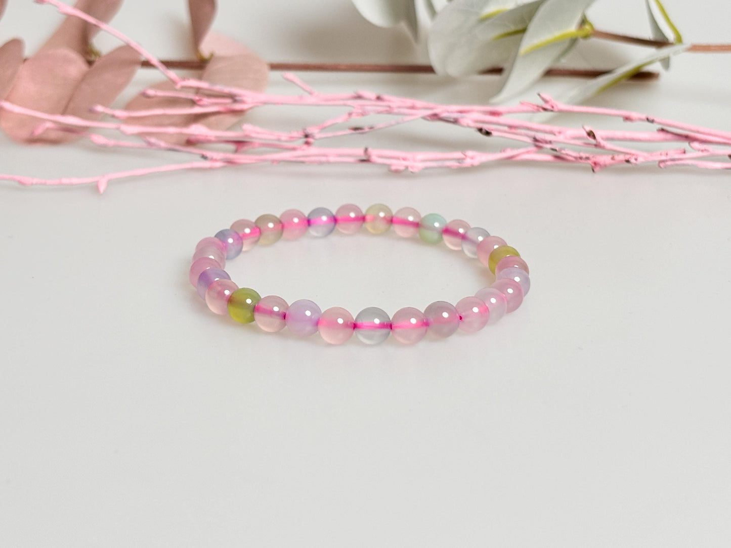 Transparent elastic morganite bracelet 6mm, 17cm | Delicate gemstone jewelry | Handmade & boho-inspired