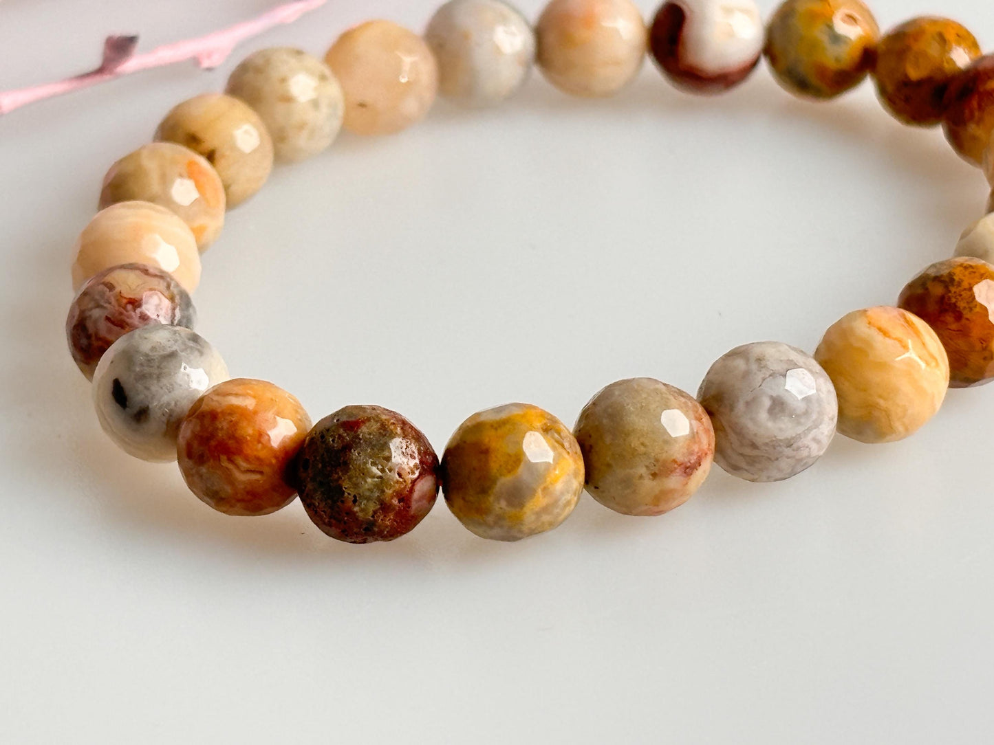 Elastic bracelet made of faceted 8mm Crazy Lace Agate beads | Energetic jewelry | Colorful gemstone jewelry