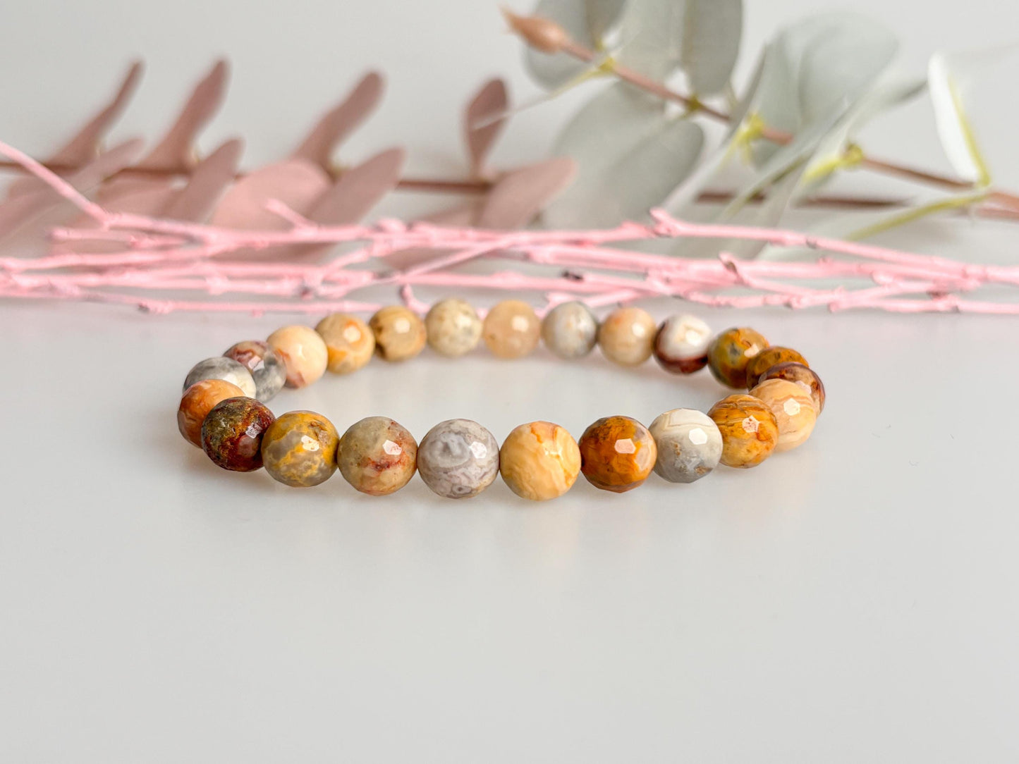 Elastic bracelet made of faceted 8mm Crazy Lace Agate beads | Energetic jewelry | Colorful gemstone jewelry