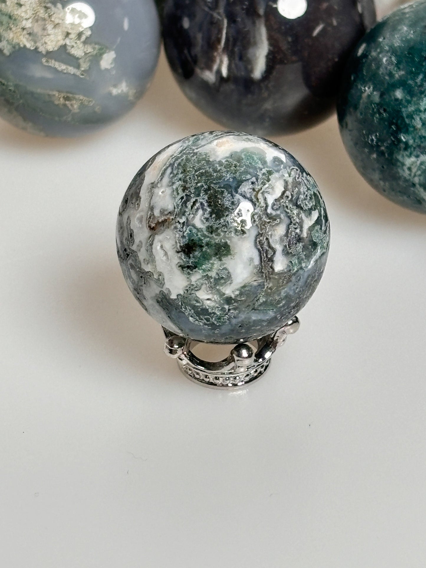 Moss Agate Balls approx. 2.8cm 32g - Great Patterns, Natural Gemstones, Handmade Decoration, Unique Crystals