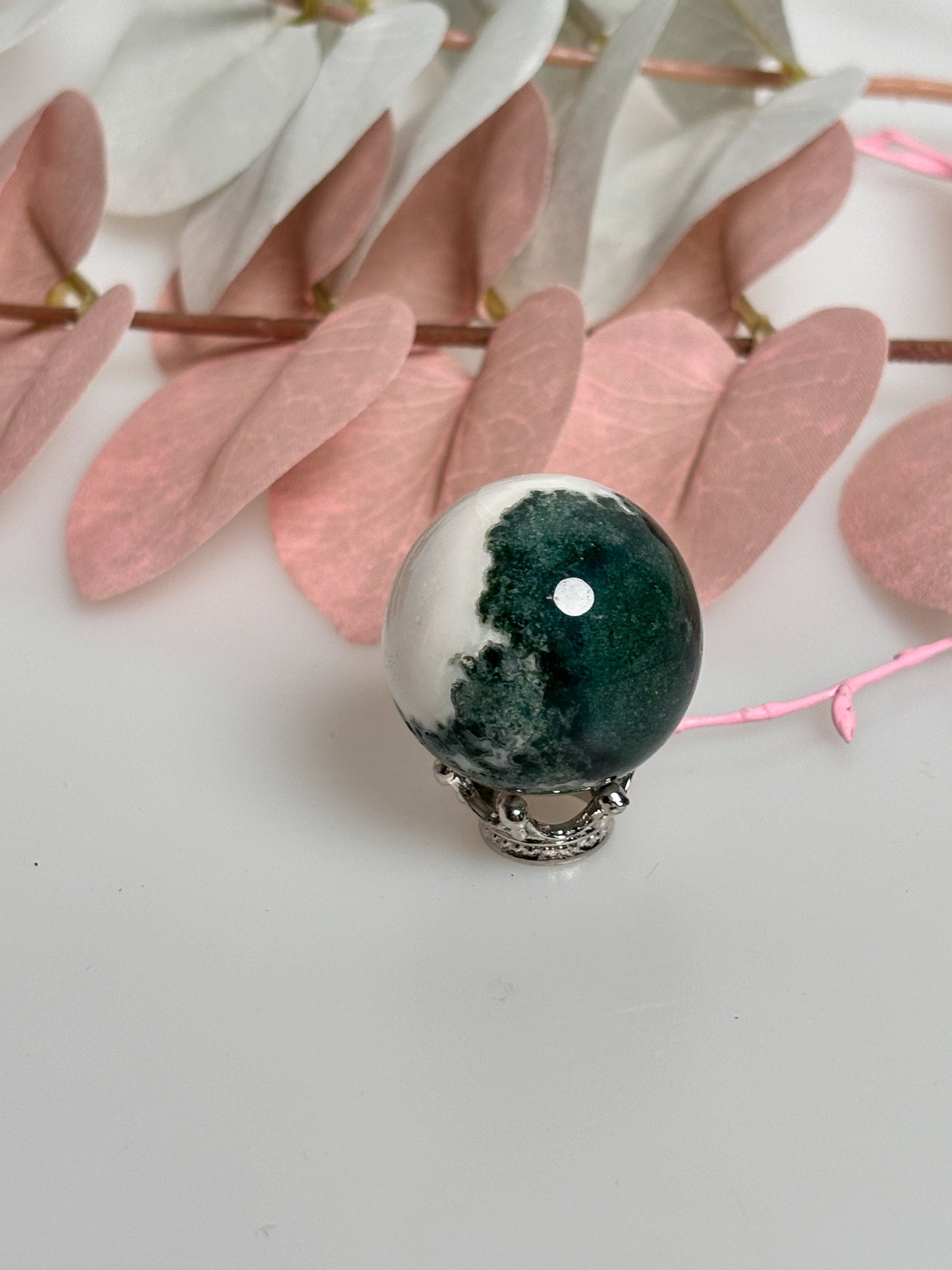 Moss Agate Balls approx. 2.8cm 32g - Great Patterns, Natural Gemstones, Handmade Decoration, Unique Crystals