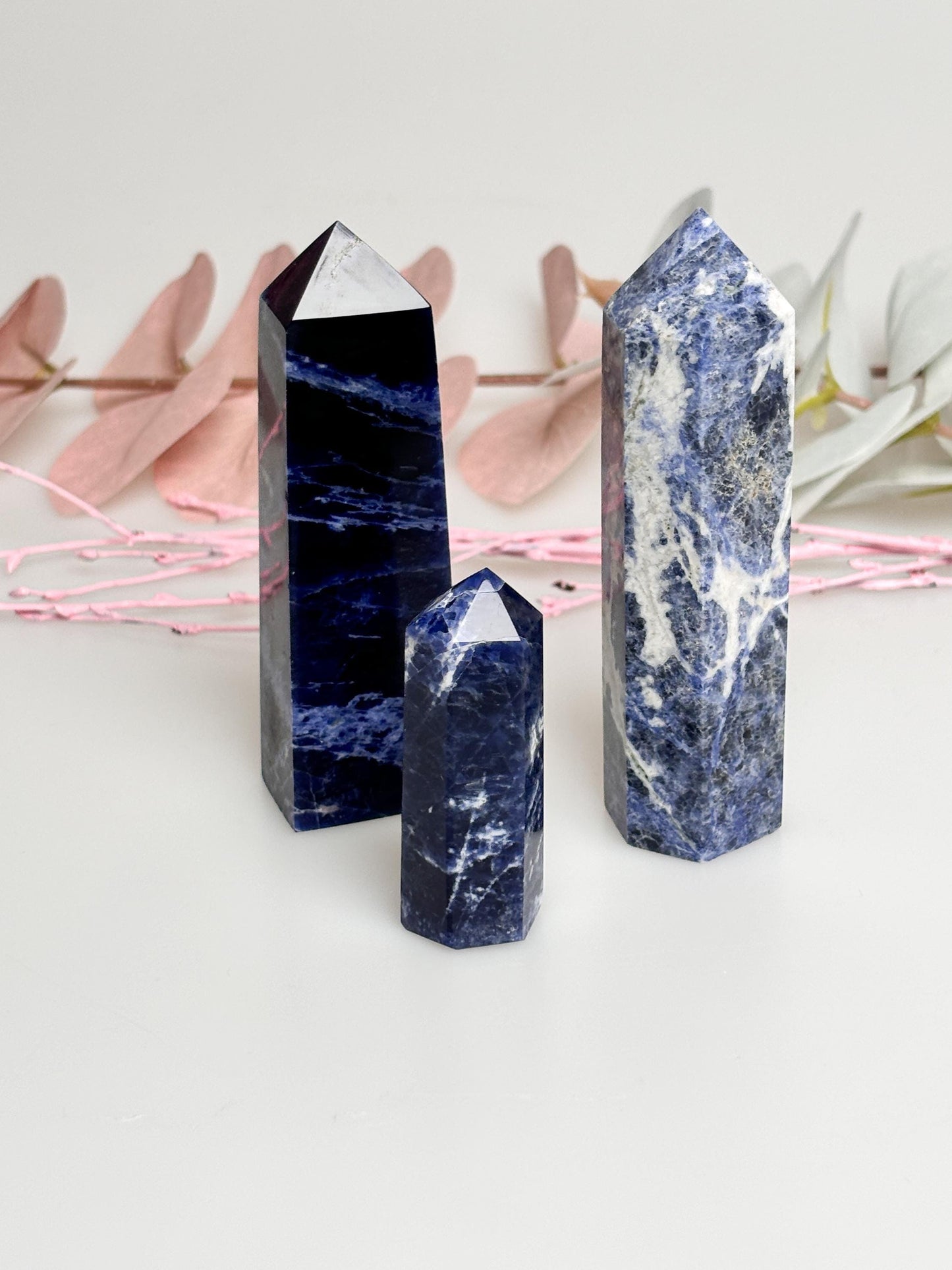 Various Sodalite Towers – Gemstone Towers for Meditation, Healing & Decoration – 100% Natural Sodalite Crystals
