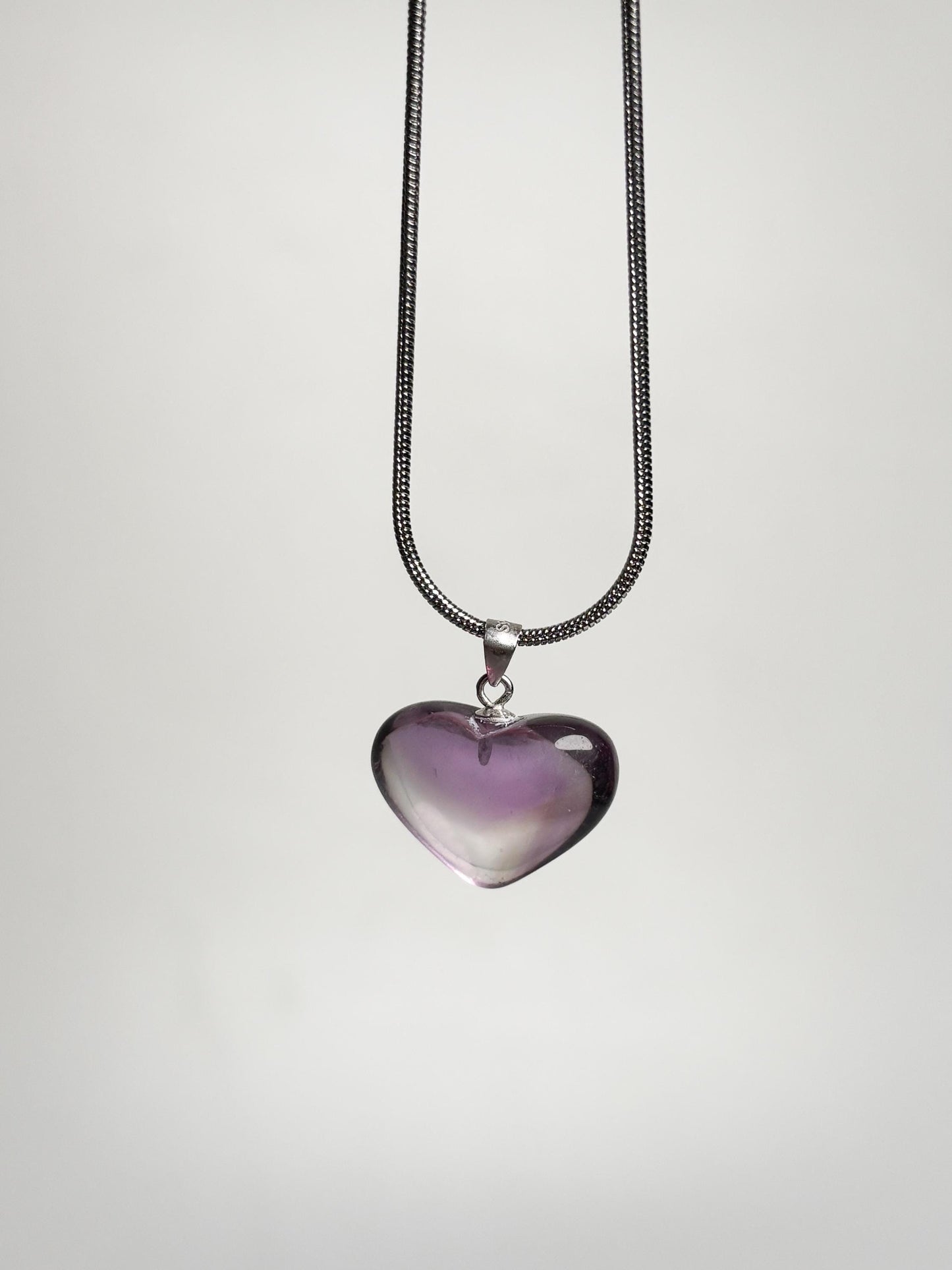 Transparent Amethyst Heart Pendant with 925 Silver Eyelet | Gemstone Jewelry