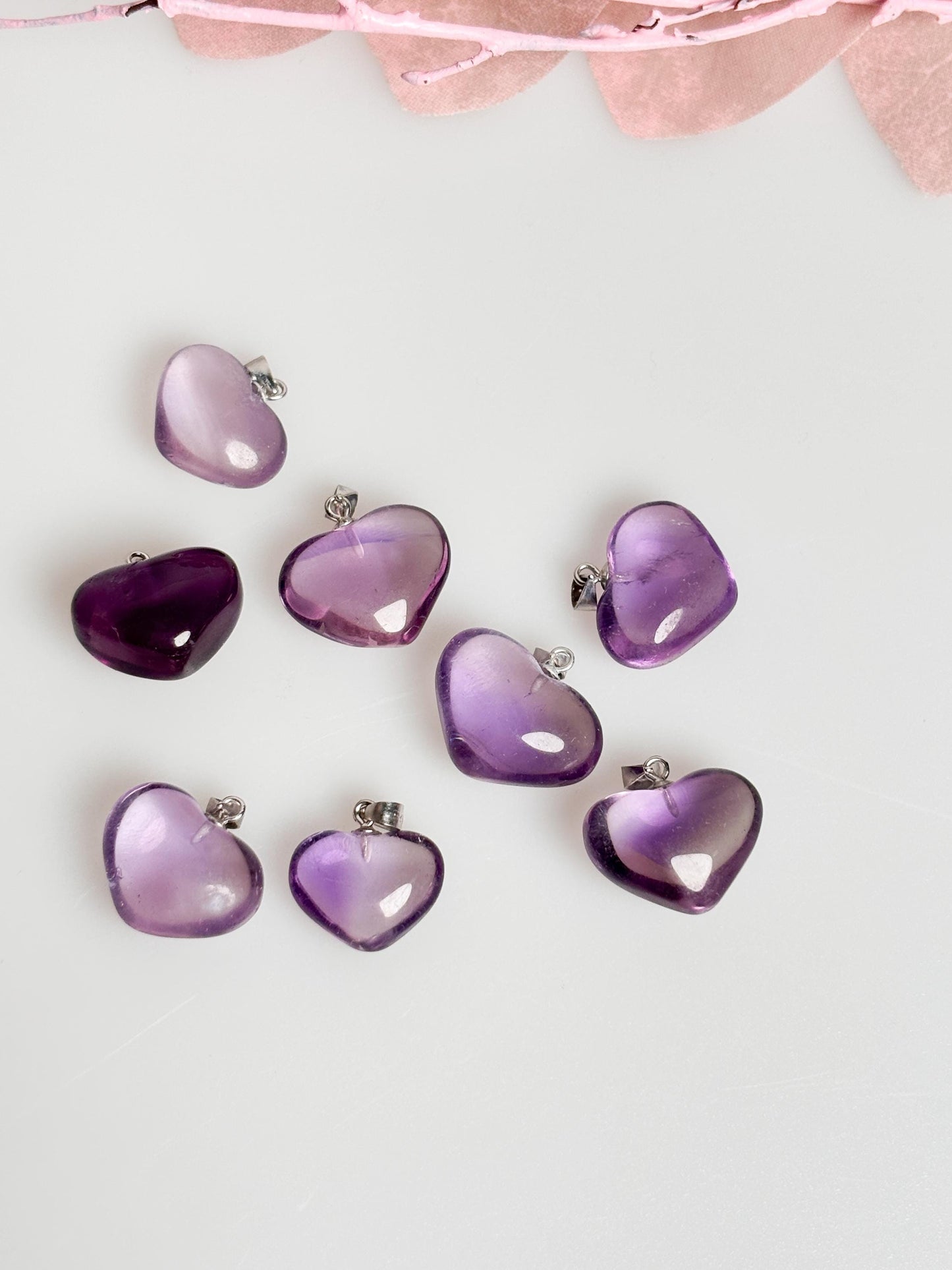 Transparent Amethyst Heart Pendant with 925 Silver Eyelet | Gemstone Jewelry