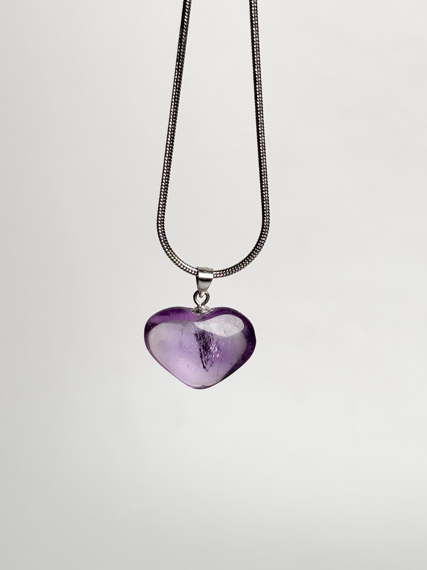 Transparent Amethyst Heart Pendant with 925 Silver Eyelet | Gemstone Jewelry