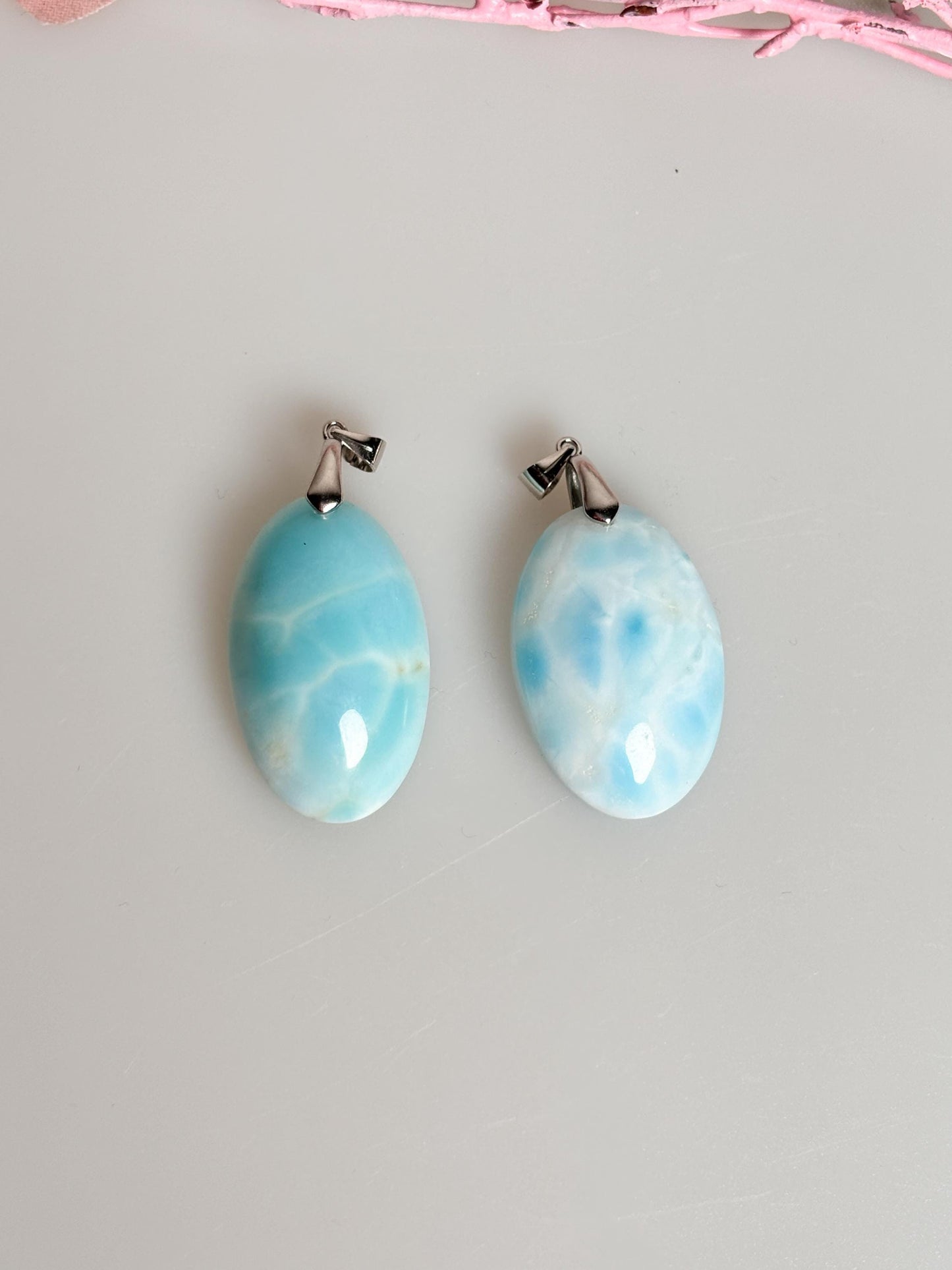 Oval Hemmimorphite pendant with 925 silver eyelet – Elegant gemstone jewelry for special occasions