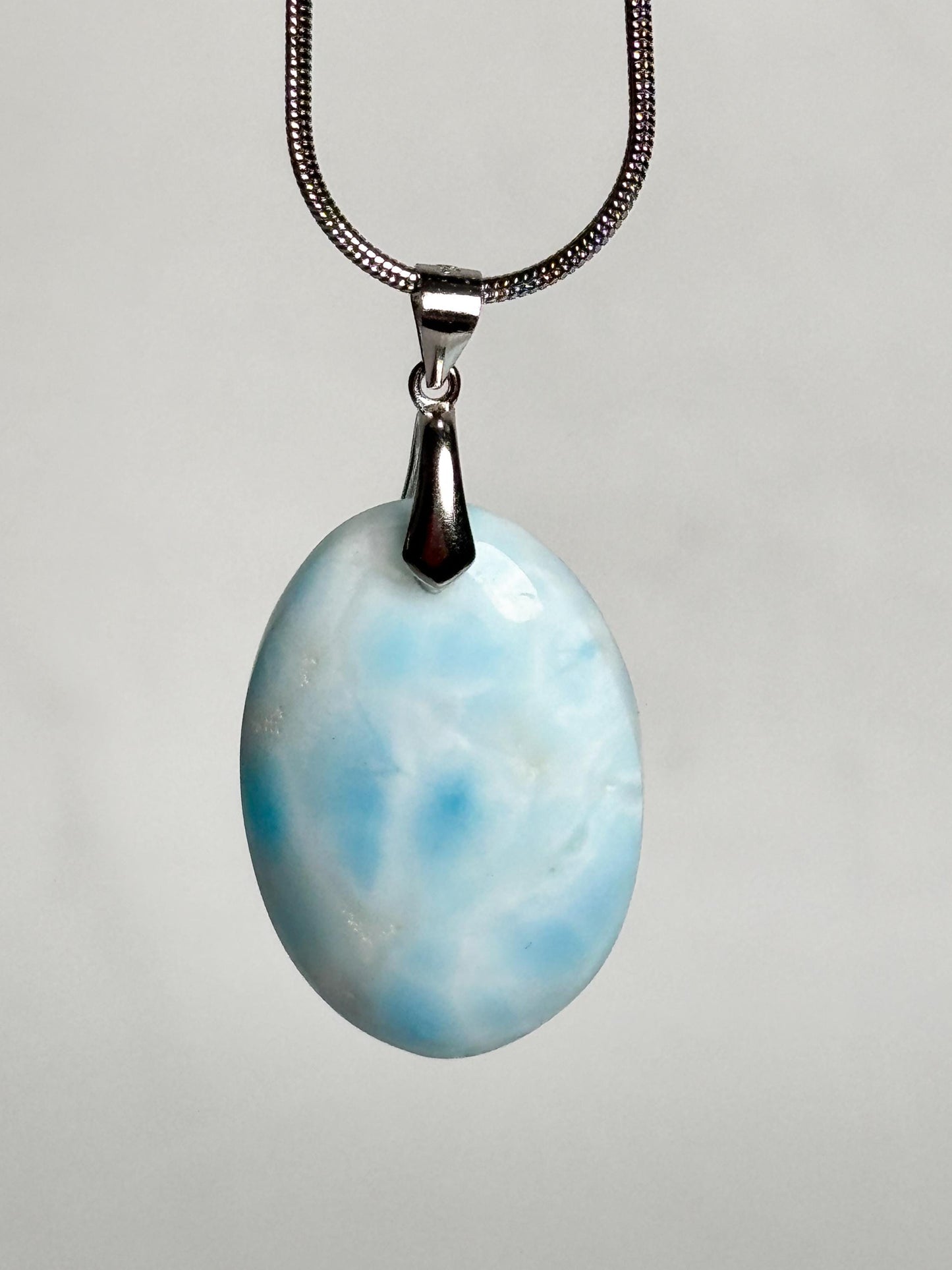 Oval Hemmimorphite pendant with 925 silver eyelet – Elegant gemstone jewelry for special occasions