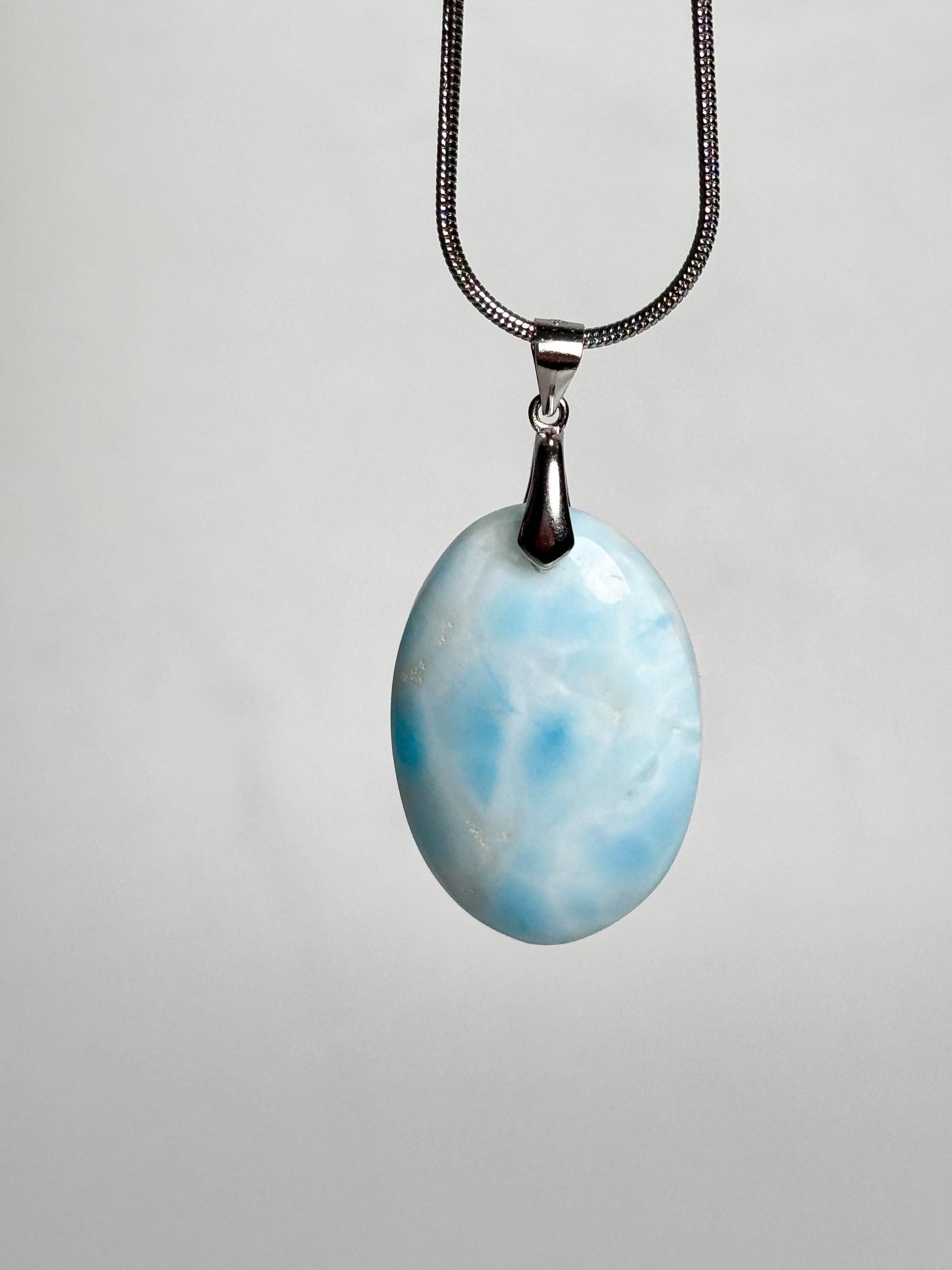 Oval Hemmimorphite pendant with 925 silver eyelet – Elegant gemstone jewelry for special occasions