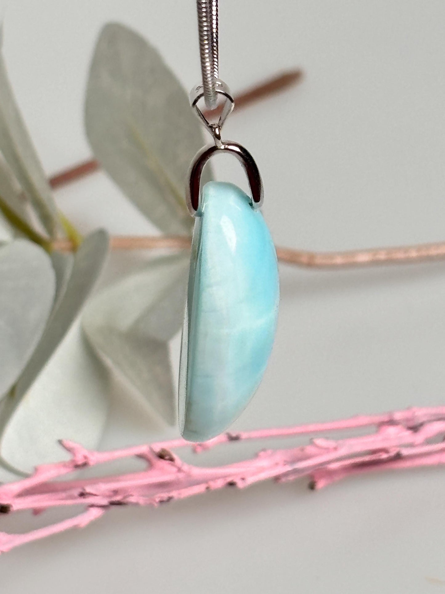 Oval Hemmimorphite pendant with 925 silver eyelet – Elegant gemstone jewelry for special occasions
