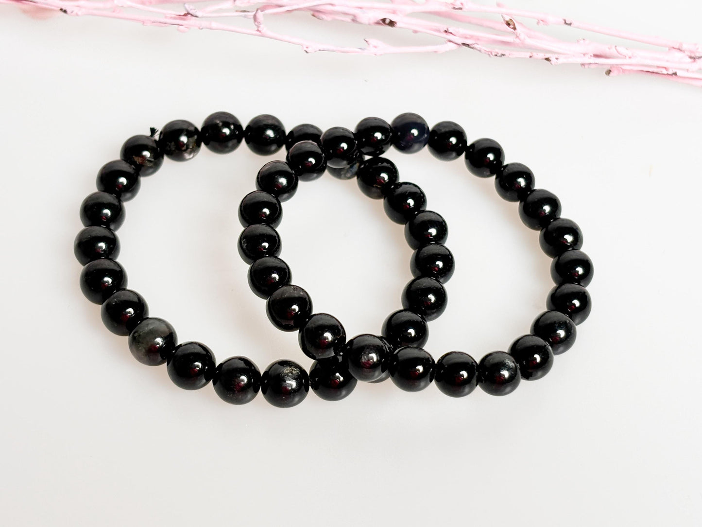 Elastic hypersthene bracelet with 8mm beads - noble crystal jewelry for energy and balance
