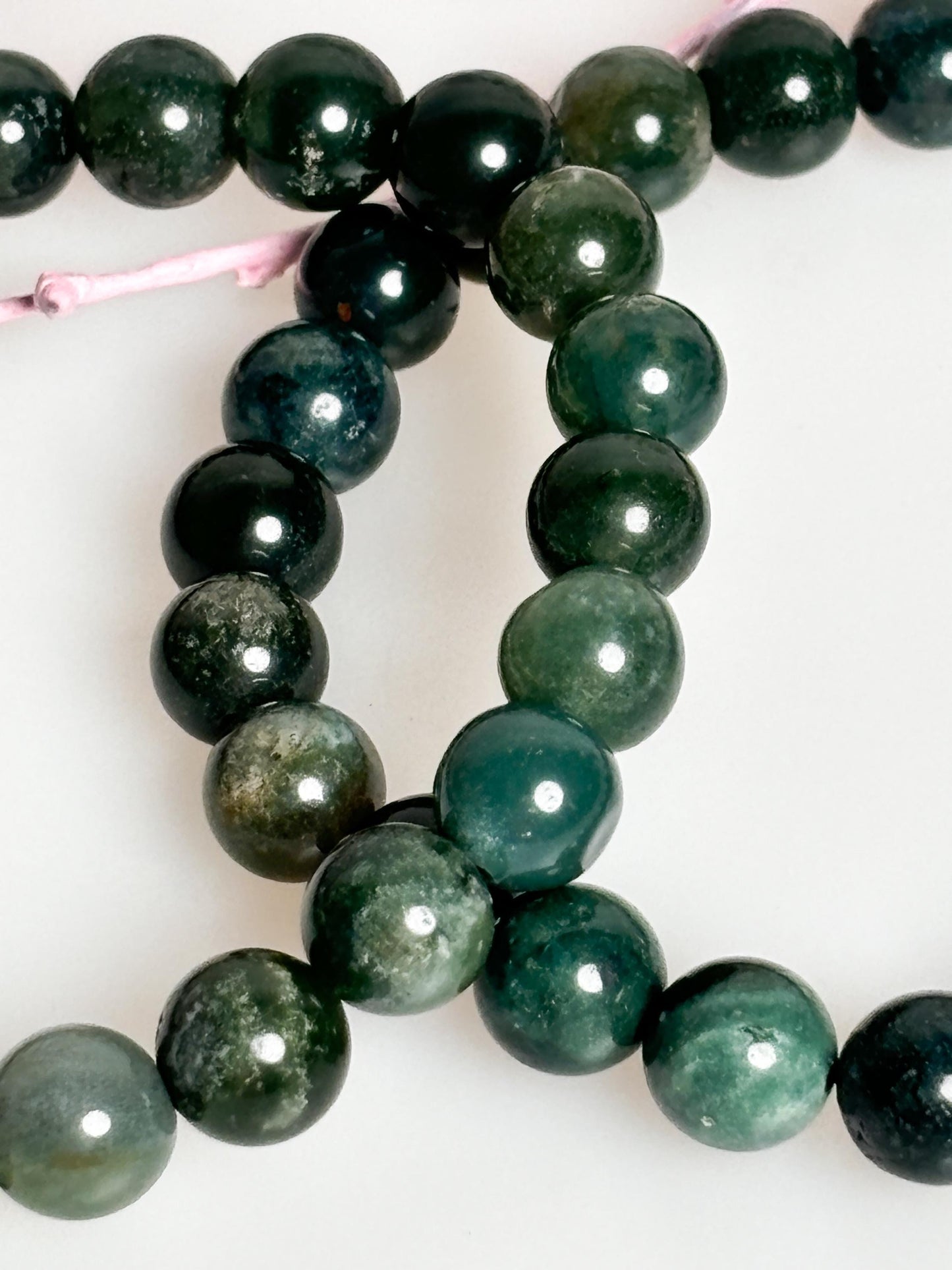Elastic moss agate bracelet 8mm | Natural stone jewelry for balance & harmony | Handmade spiritual accessory