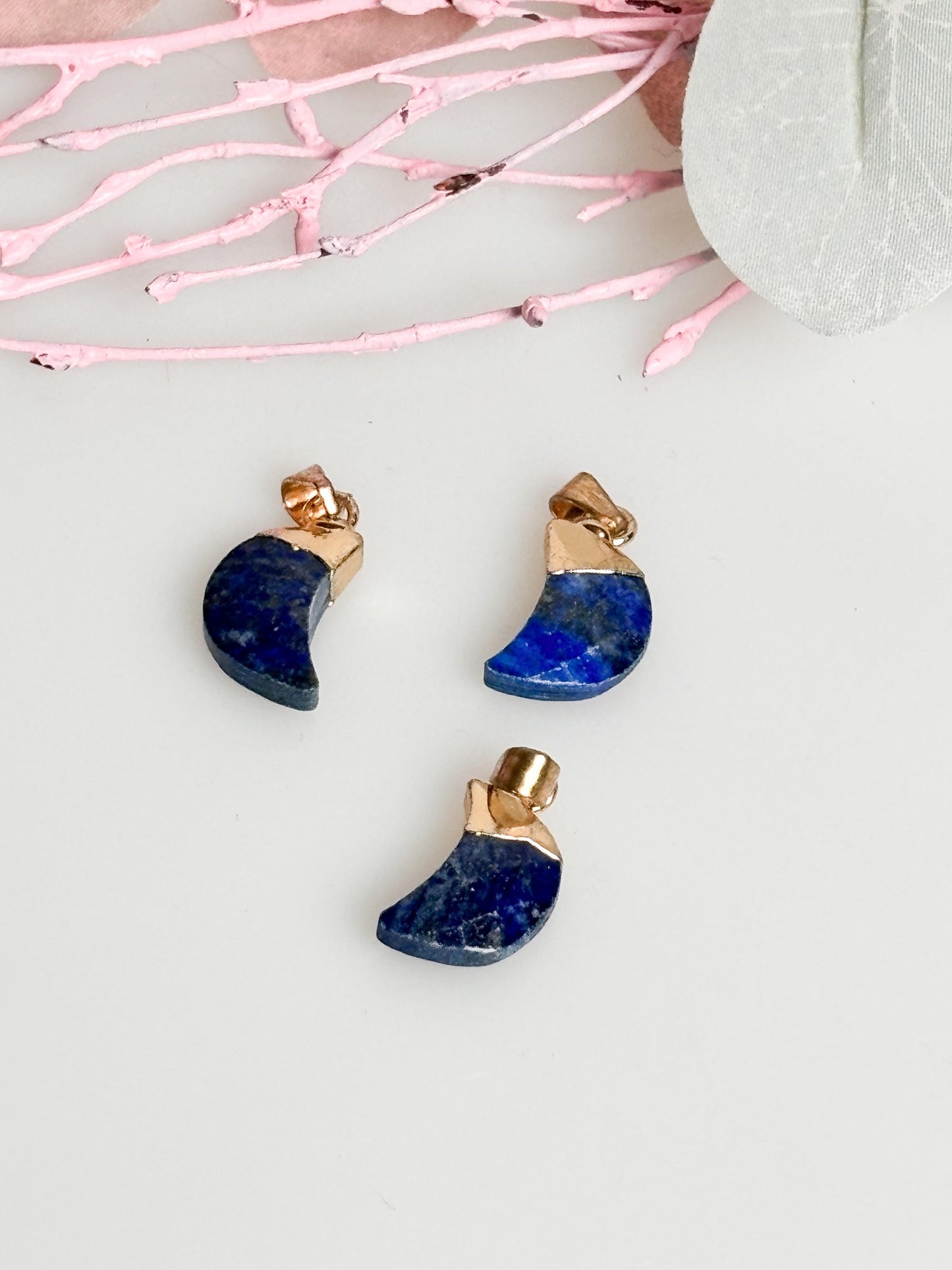 Lapis lazuli moon pendant - gold set - approx. 1.7x1cm
