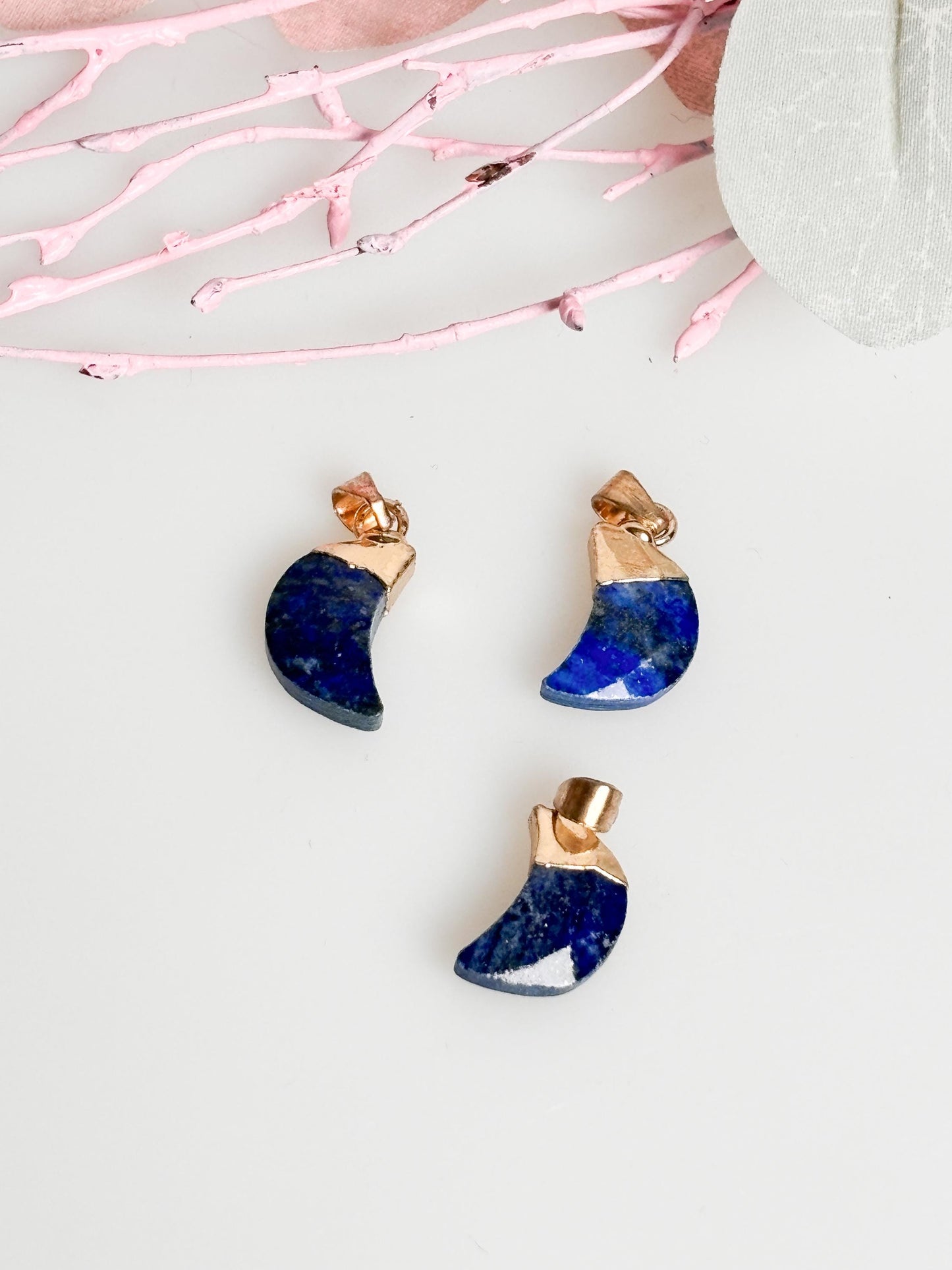 Lapis lazuli moon pendant - gold set - approx. 1.7x1cm