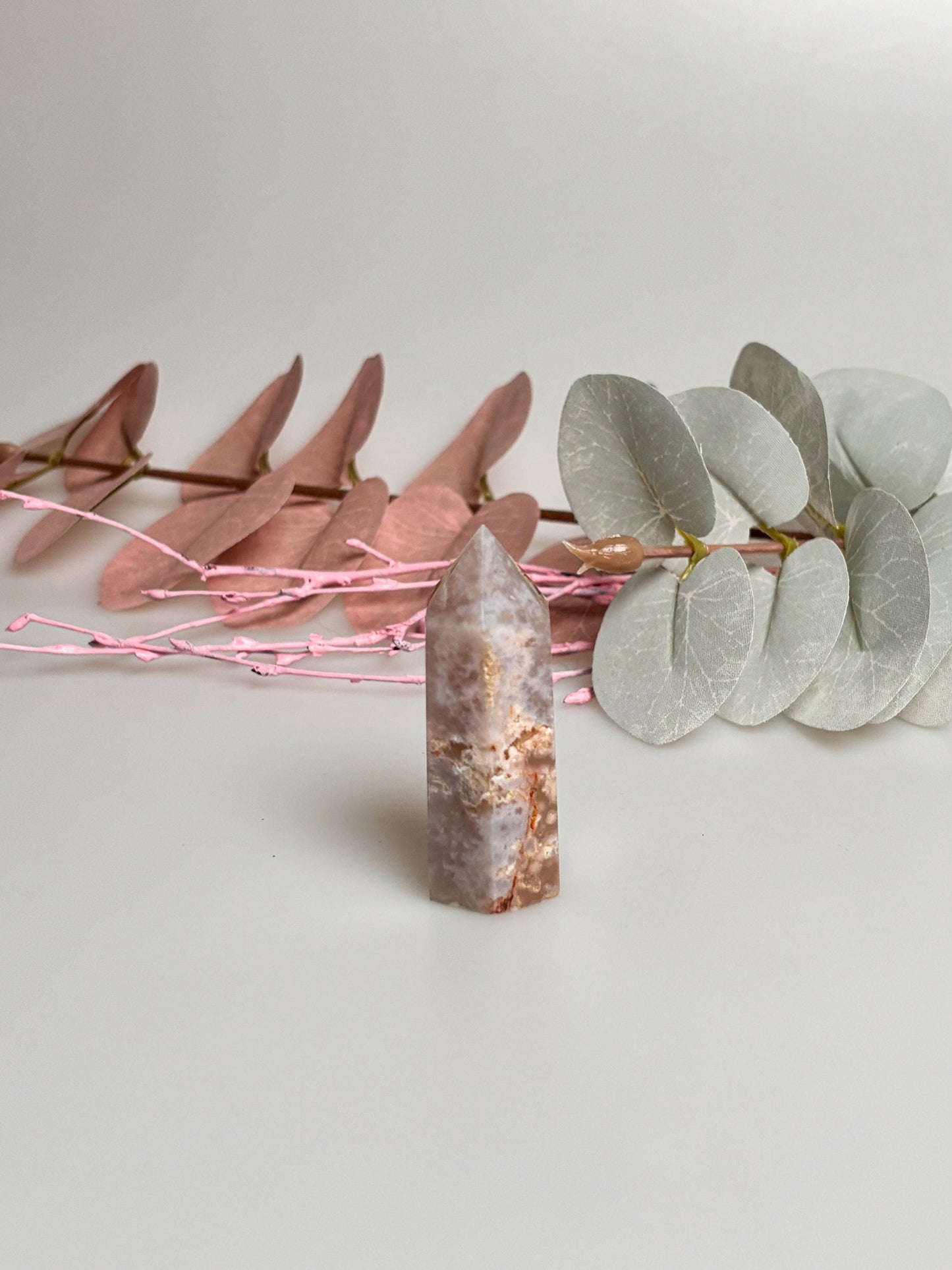 Flower Agate Tower 5x1.7cm | Beautiful crystal with natural floral pattern